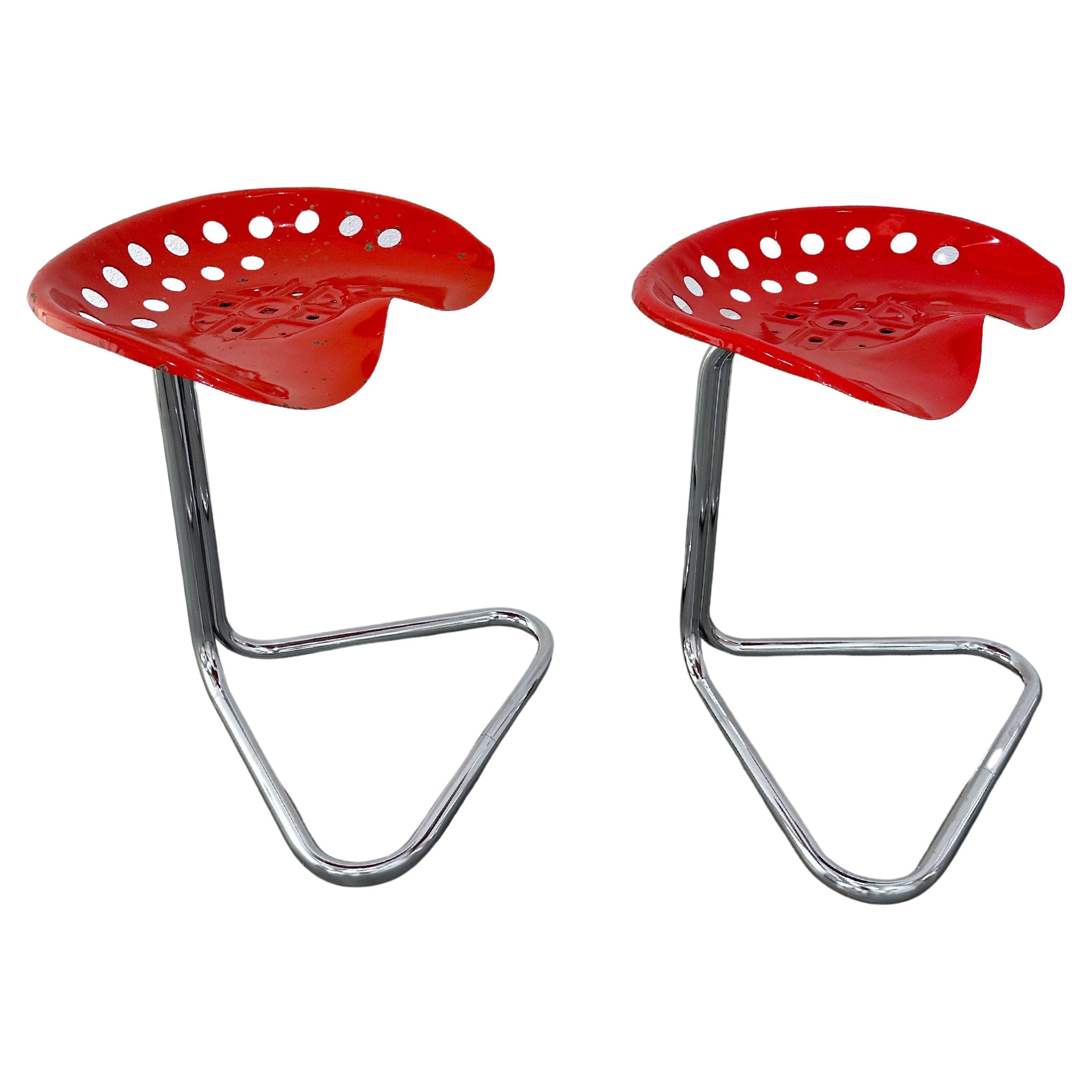 Pair Rodney Kinsman Red T7 Tractor Stools for OMK, 1971