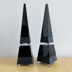 Pair Romano Dona Vintage Signed Murano Glass Obelisks