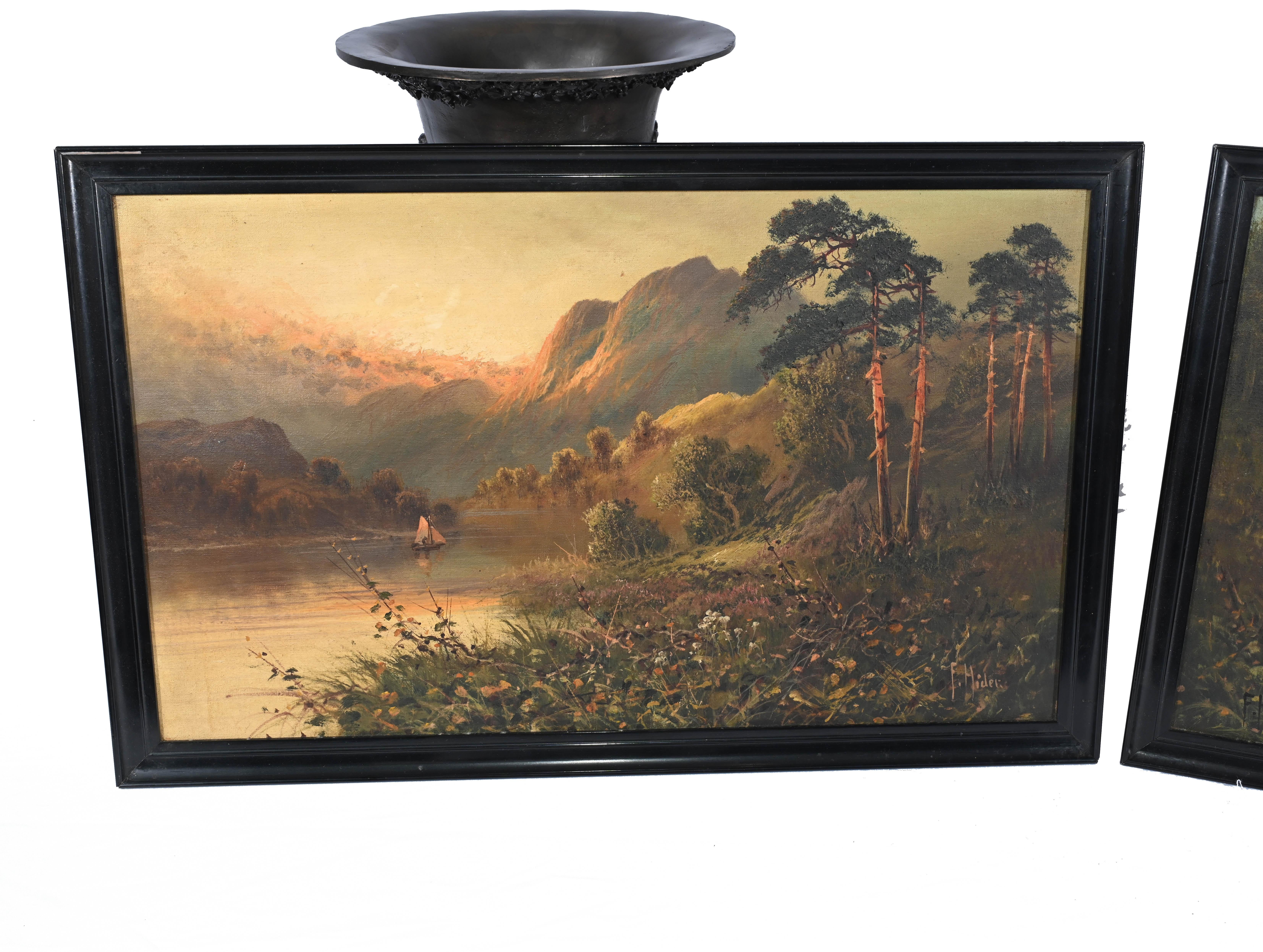 Paire de peintures à l'huile romantiques - Paysage anglais - Barnstable Devon en vente 1