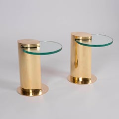 Pair Romeo Rega Brass Glass Occassional Tables