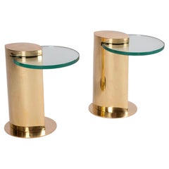 Pair Romeo Rega Brass Glass Occassional Tables