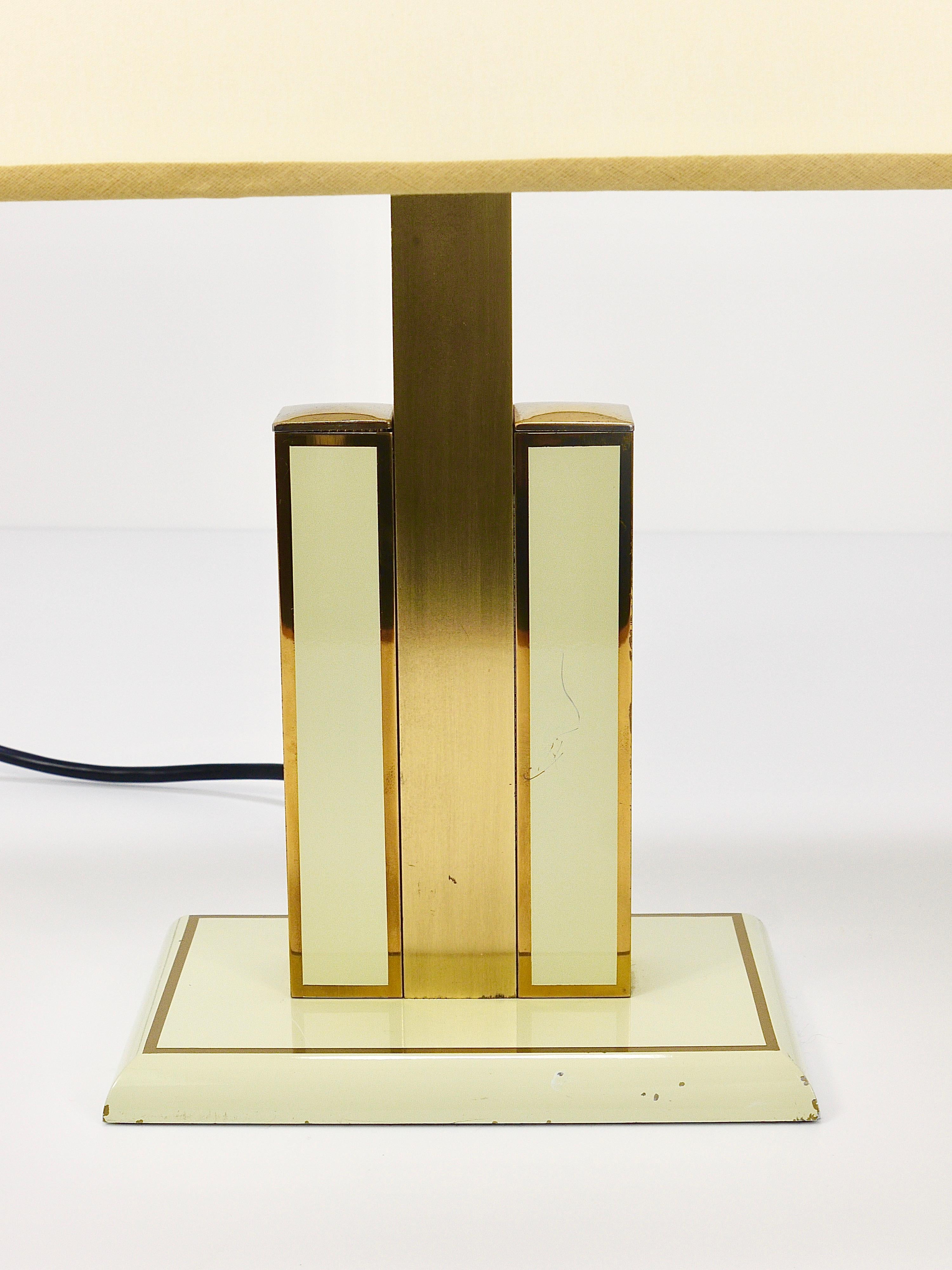Pair Romeo Rega Ivory & Gold Midcentury Brass Table Side Lamps, Italy, 1970s For Sale 5
