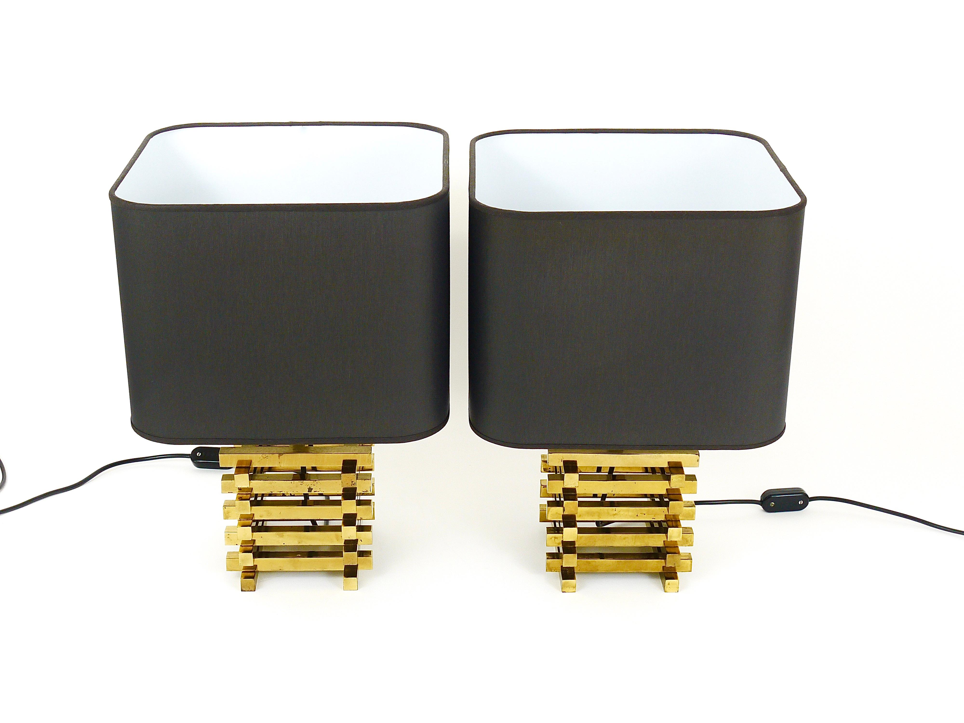 Pair Romeo Rega Midcentury Brass Table Lamps, Italy, 1970s For Sale 11