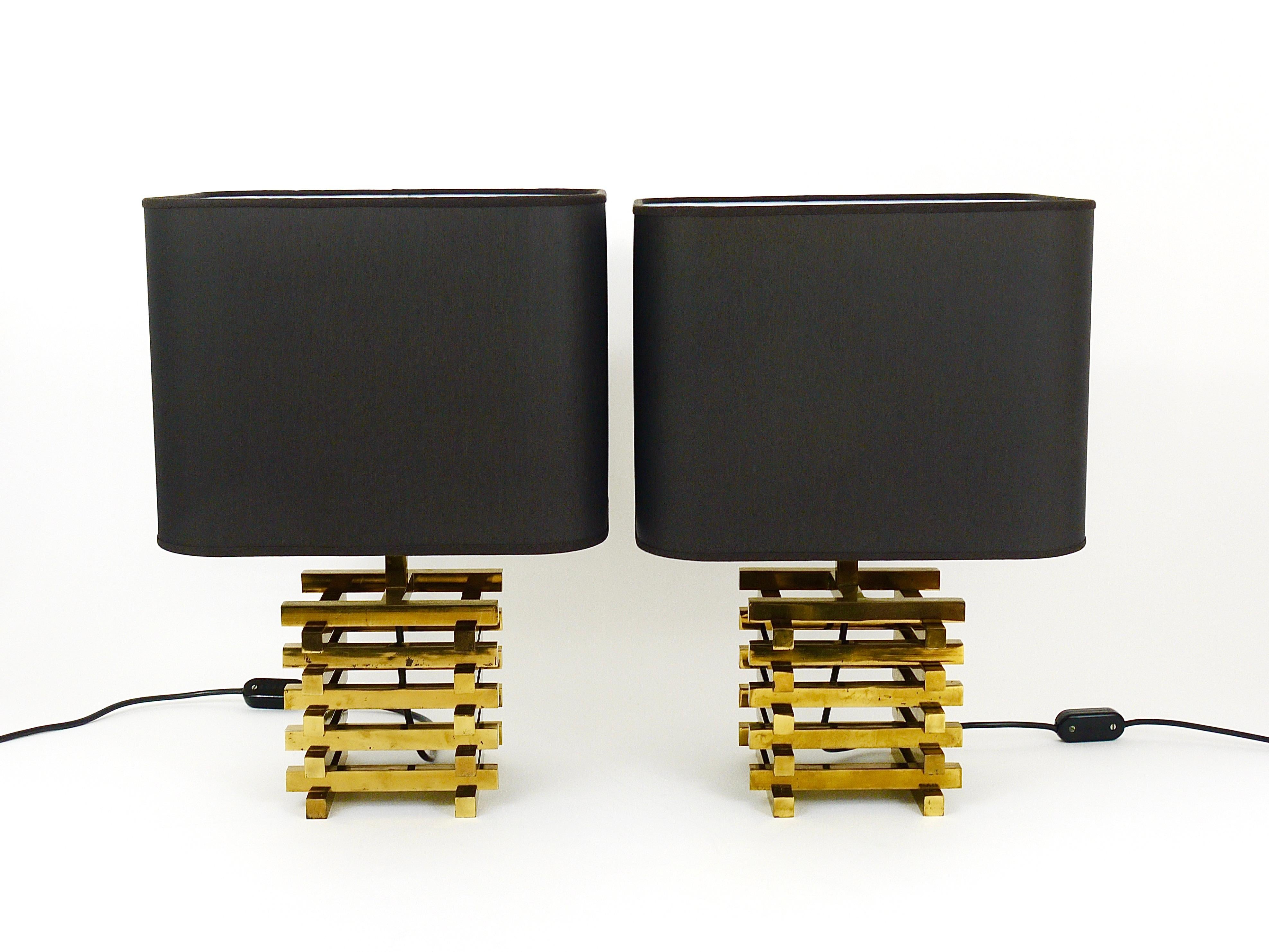 Mid-Century Modern Pair Romeo Rega Midcentury Brass Table Lamps, Italy, 1970s For Sale