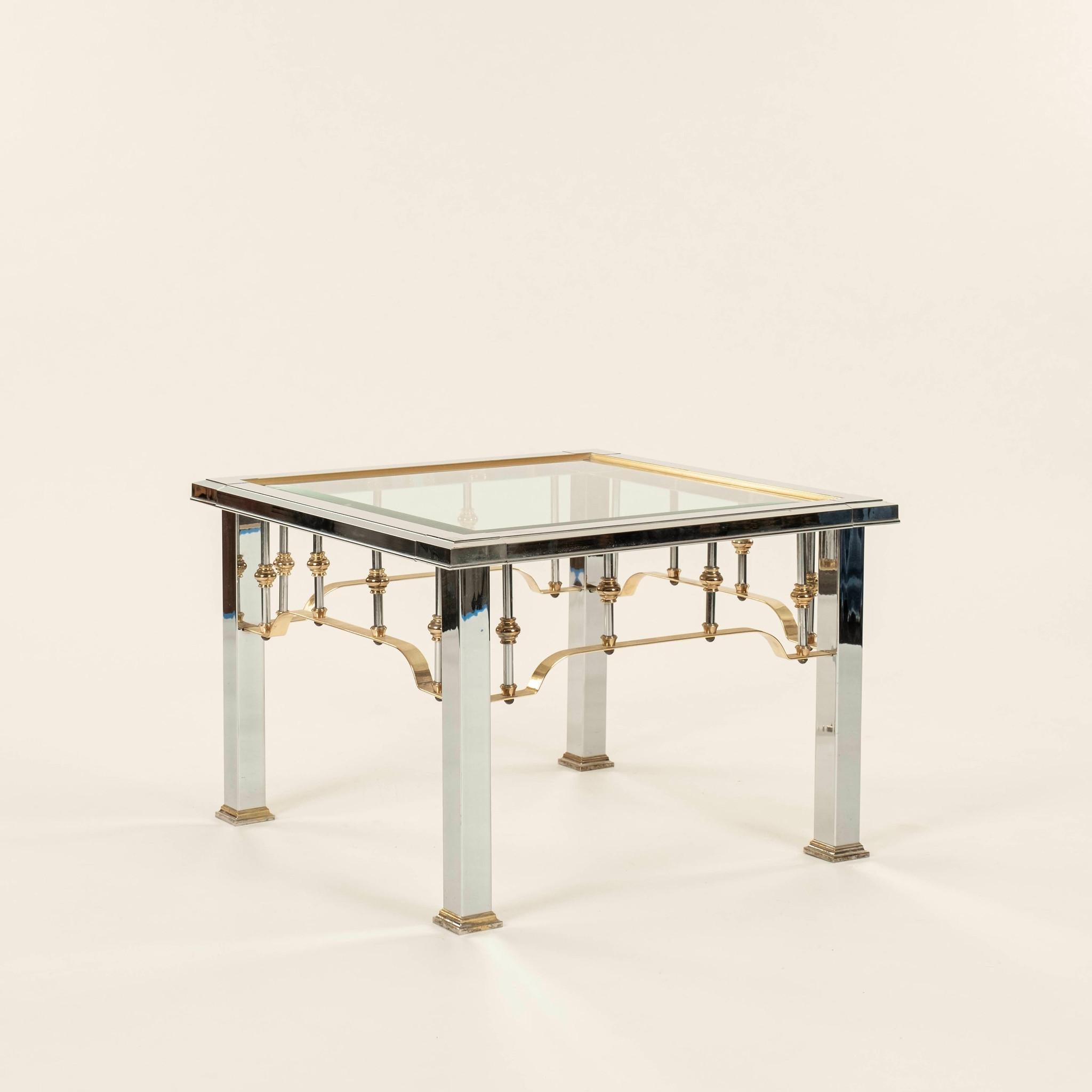 20th Century Pair Romeo Rega Style Chrome Brass & Glass Side Tables For Sale