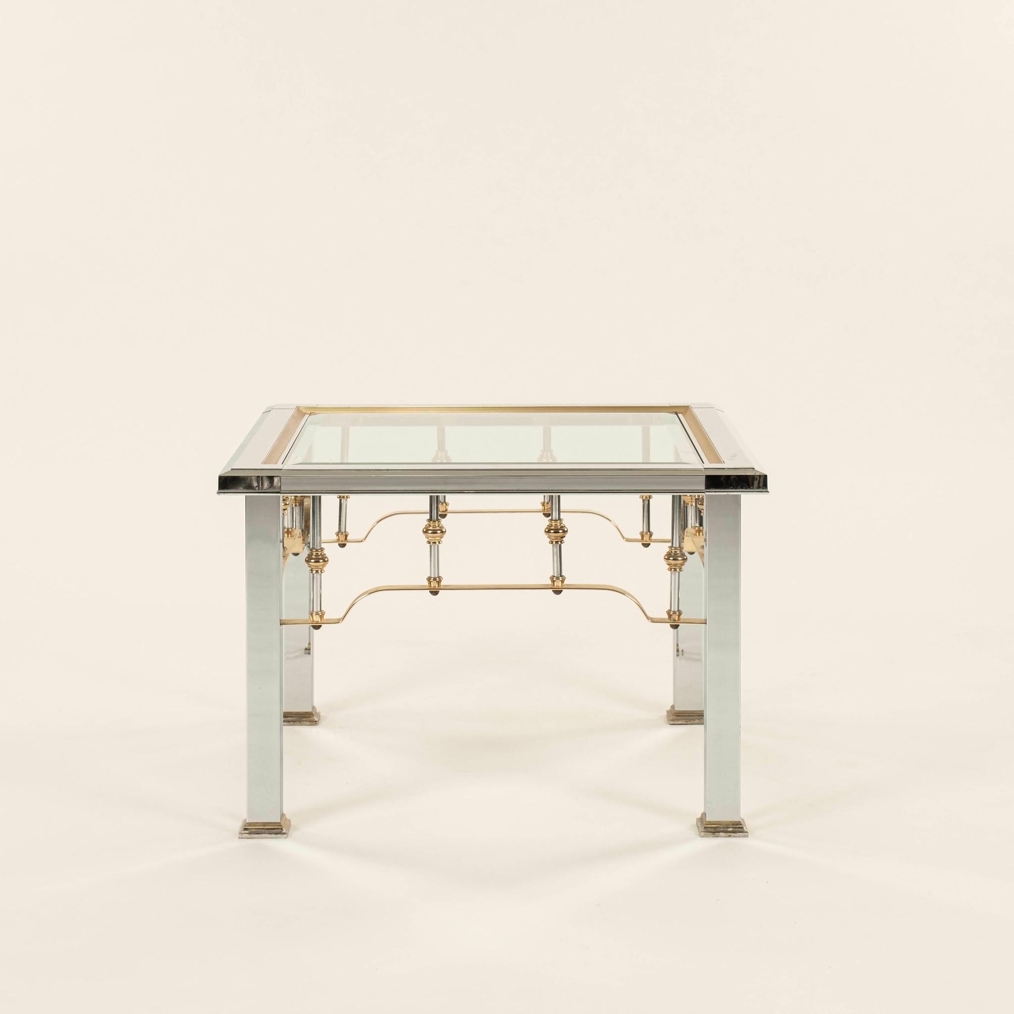 Pair Romeo Rega Style Chrome Brass & Glass Side Tables For Sale 1