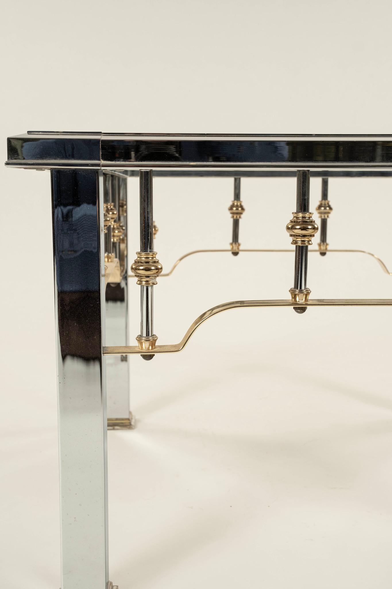 Pair Romeo Rega Style Chrome Brass & Glass Side Tables For Sale 3