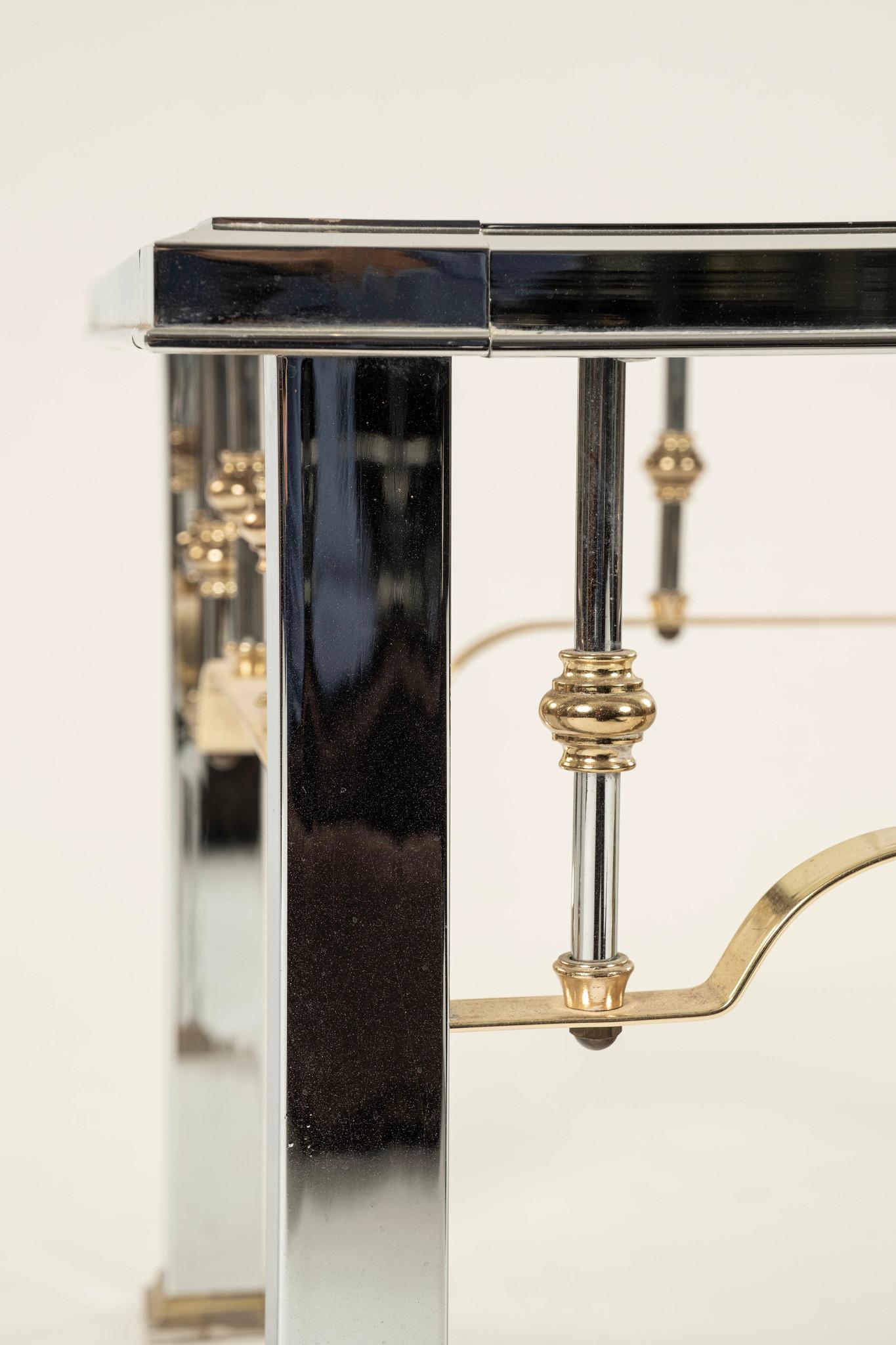 Pair Romeo Rega Style Chrome Brass & Glass Side Tables For Sale 4