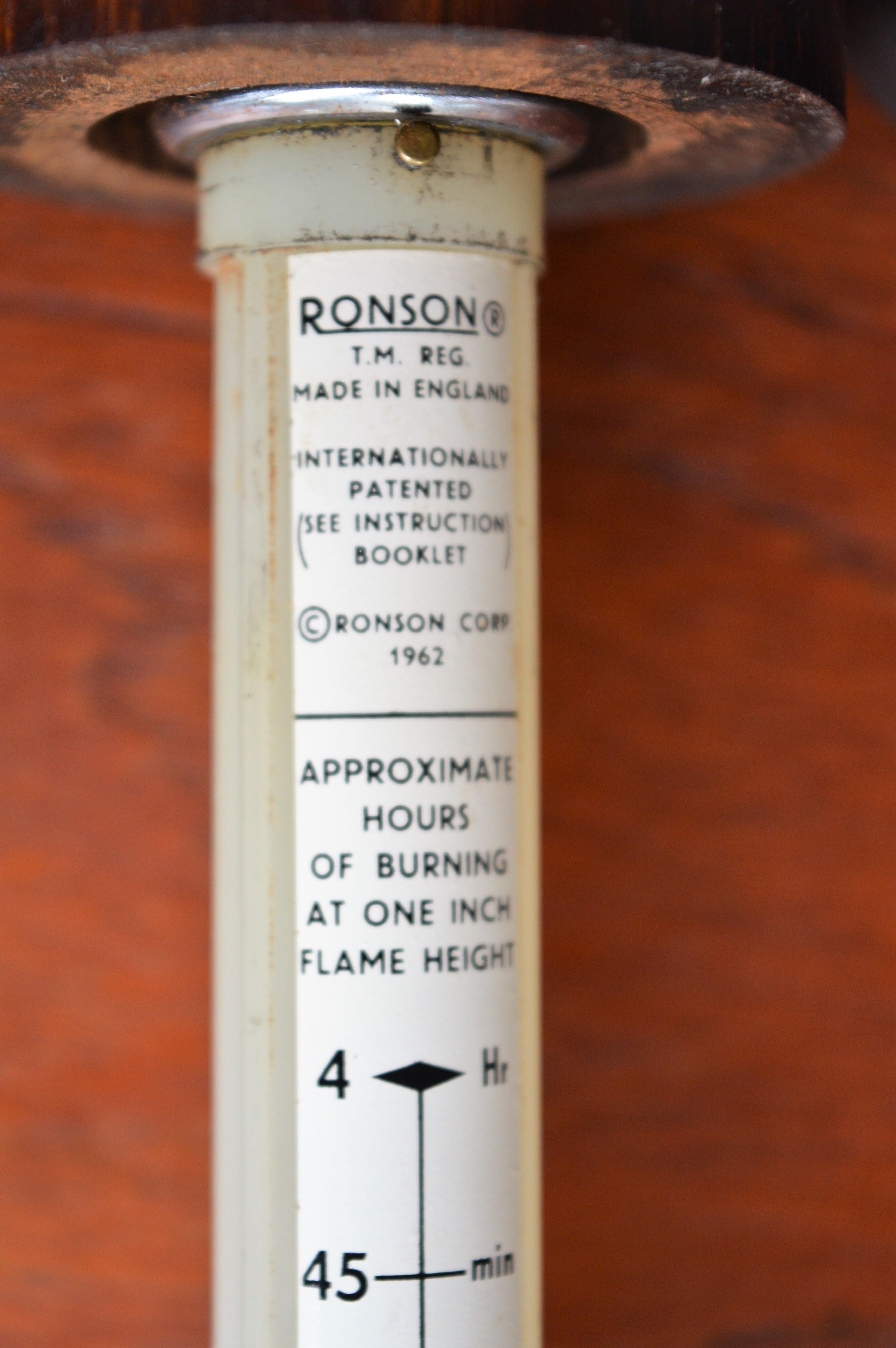 Mid-20th Century Pair of Ronson Modernist Exotic Hardwood Wenge Butane Varaflame Candlesticks For Sale