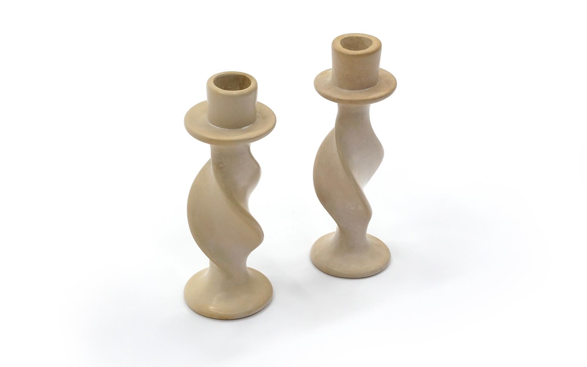 Pair of rookwood candleholders. Twisted design in ivory. No chips, cracks or repairs. Beautiful set of two. Shipped to the Continental US Free and Fast.