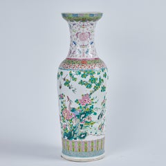 Pair Rose Canton Porcelain Vases