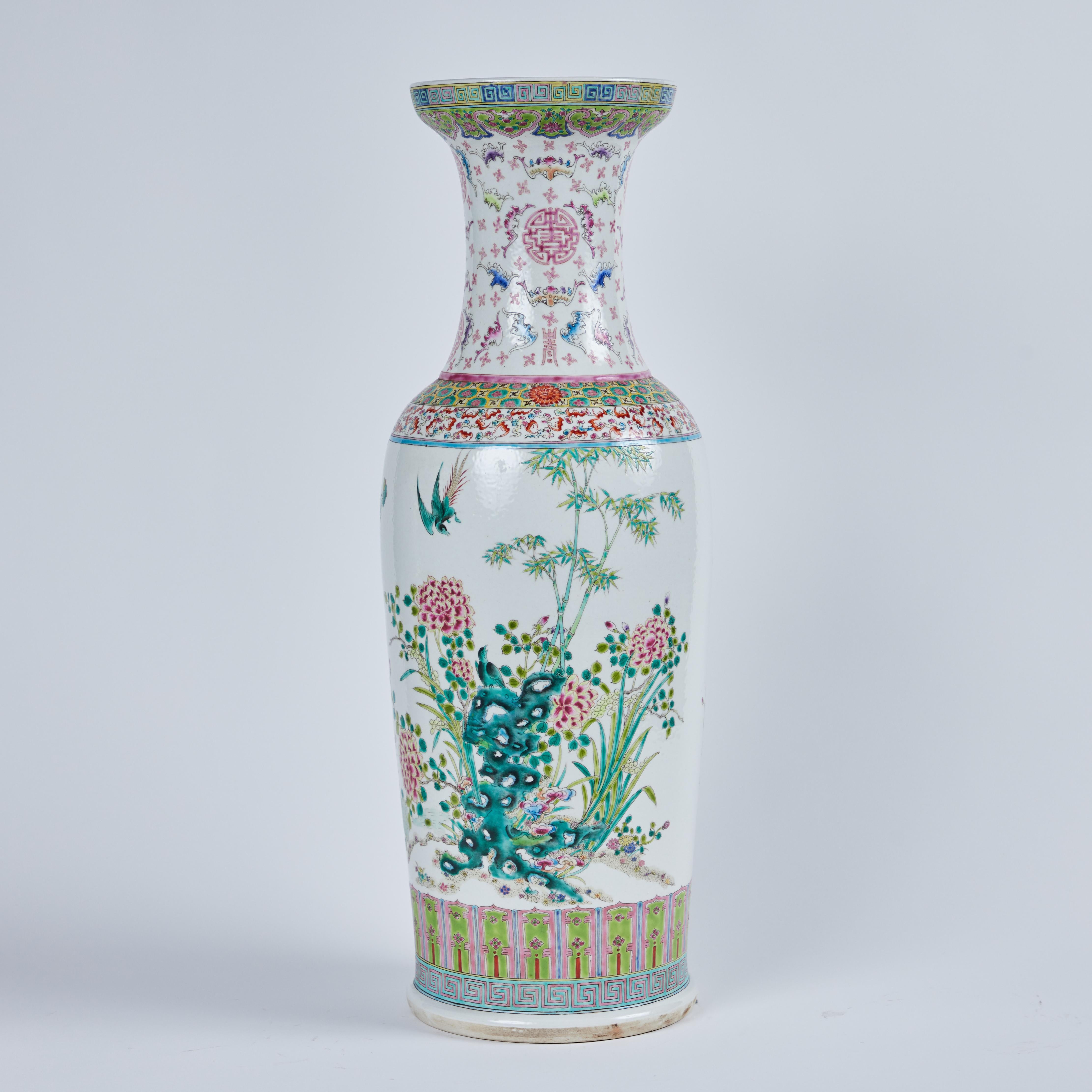 Pair Rose Canton Porcelain Vases 2