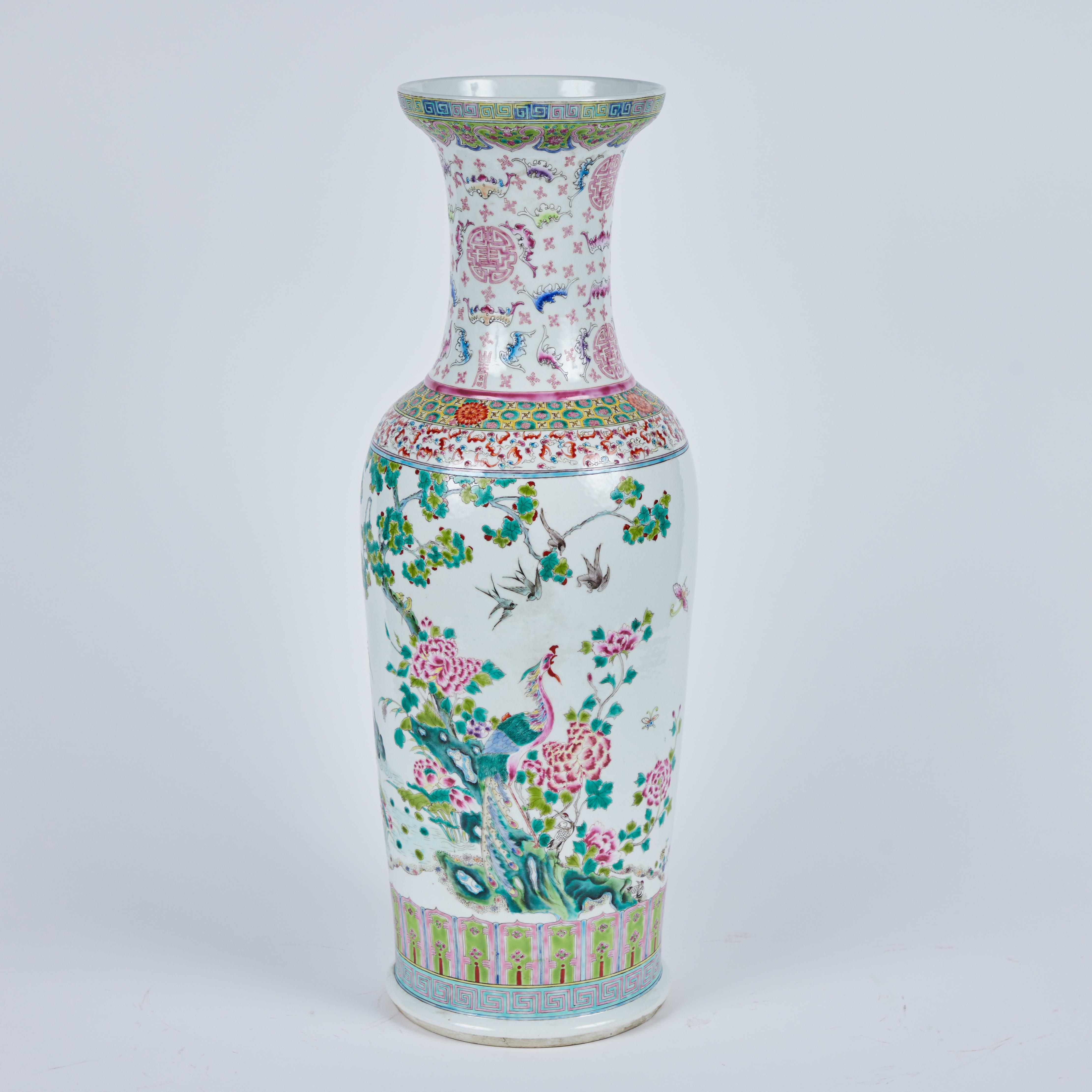 Pair Rose Canton Porcelain Vases 3