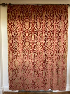 Pair Rose Cut-Velvet Curtains Love Birds Peacocks Cypress 86"high 134"wide