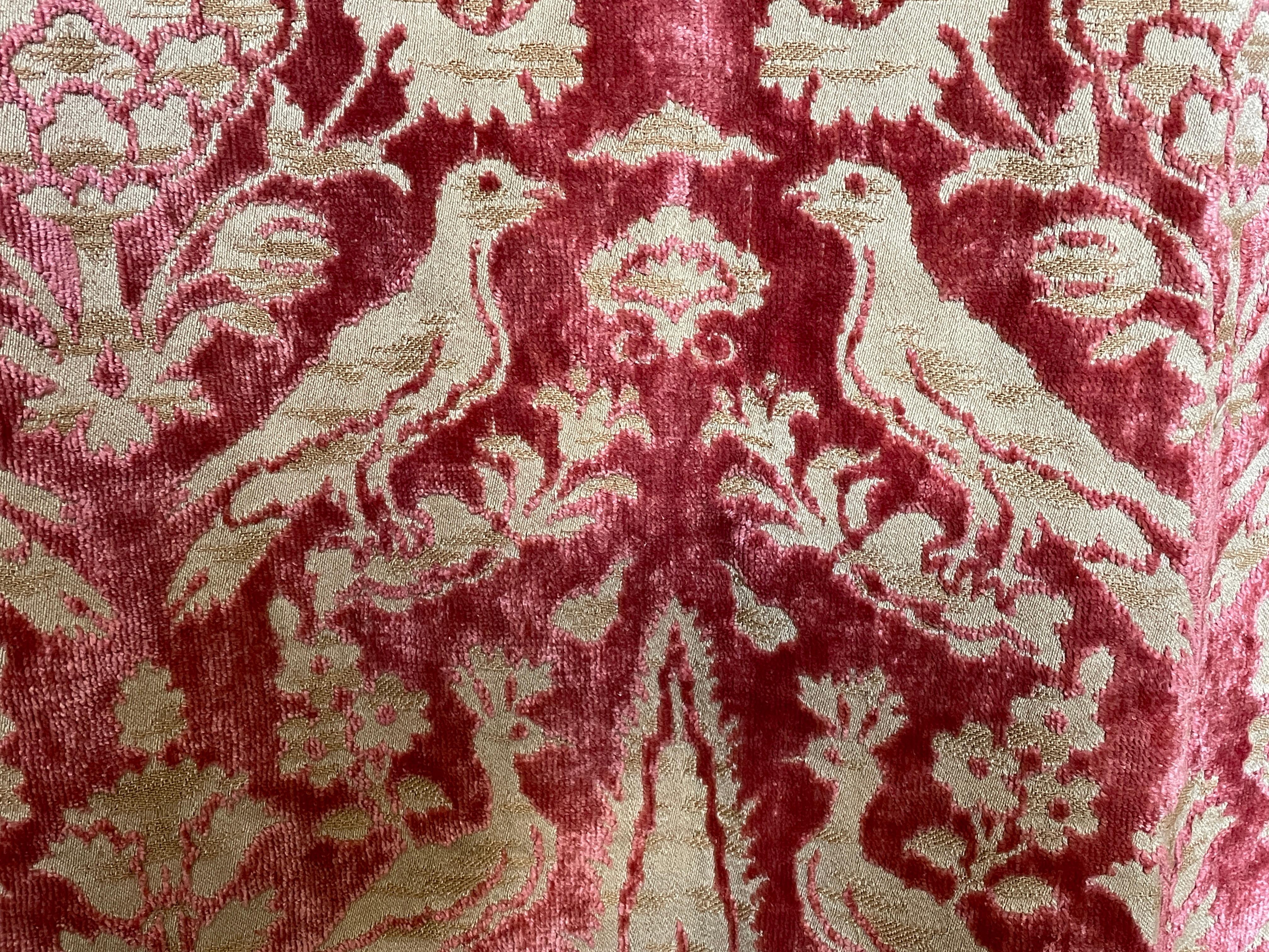 Pair Rose Cut-Velvet Curtains Love Birds Peacocks Cypress 86