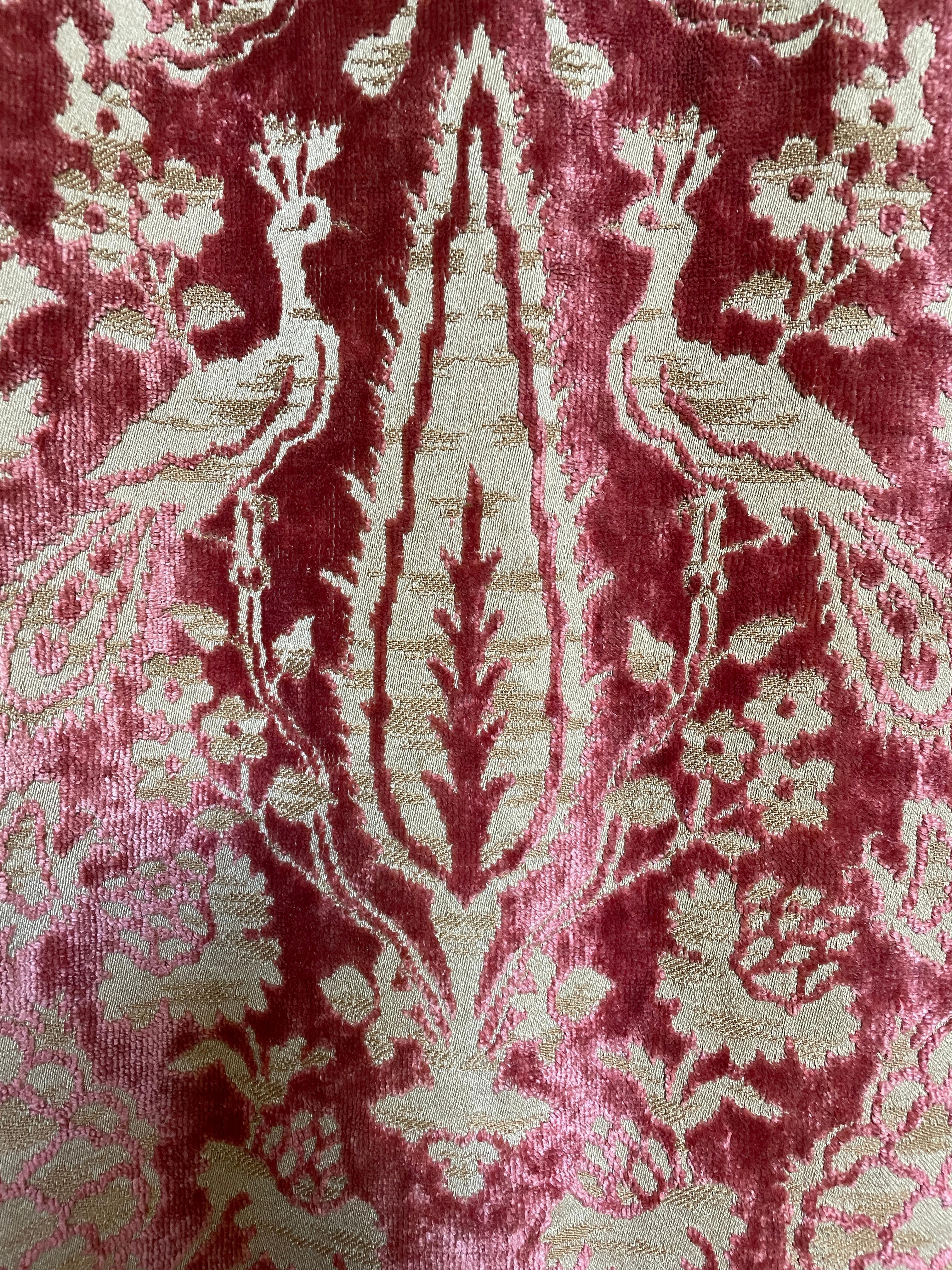 Pair Rose Cut-Velvet Curtains Love Birds Peacocks Cypress 86