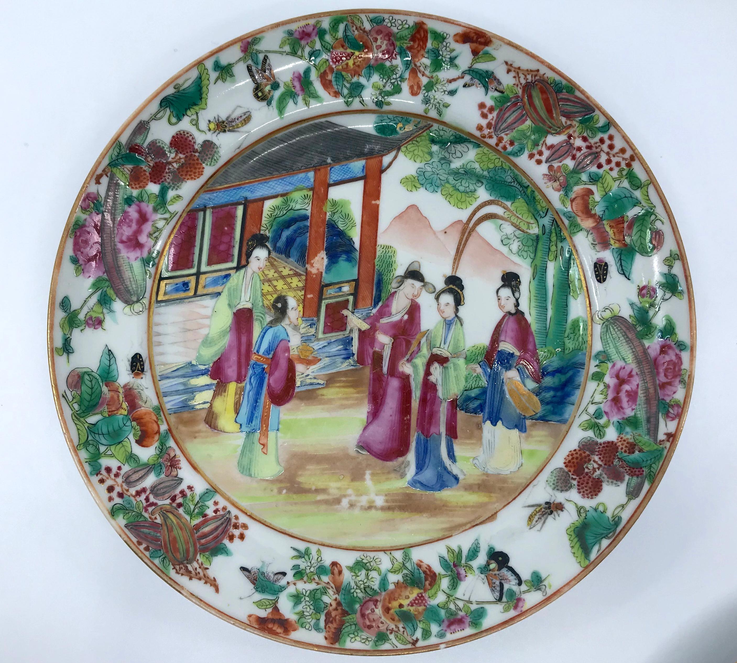 Chinoiseries Paire d'assiettes en porcelaine chinoise mandarine rose en vente