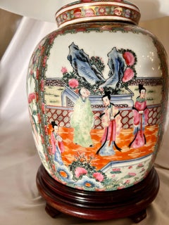 Pair Rose Medallion Chinese lamps c 1940-50