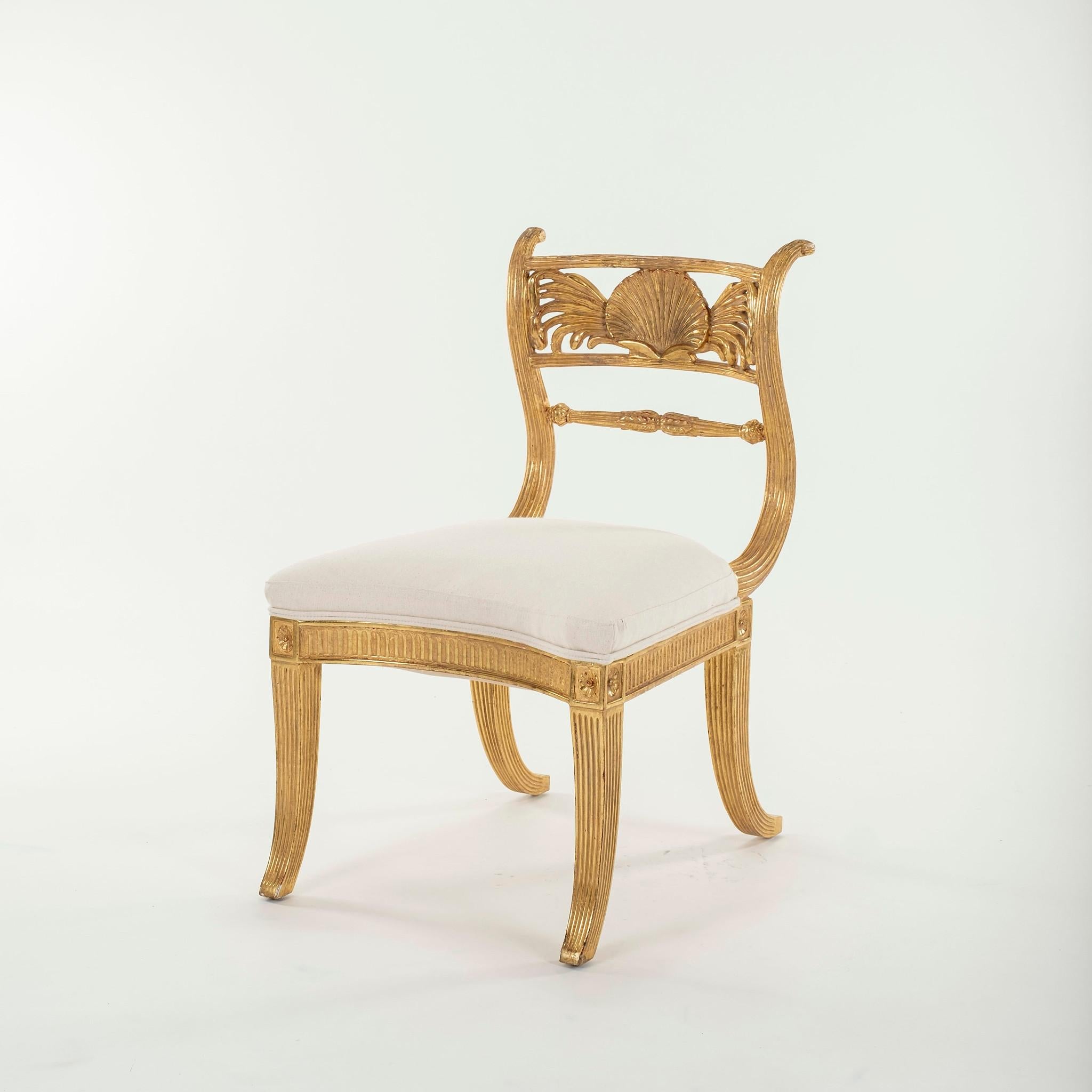 Pair of Rose Tarlow Giltwood Regency Shell Back Chair In Good Condition In Houston, TX