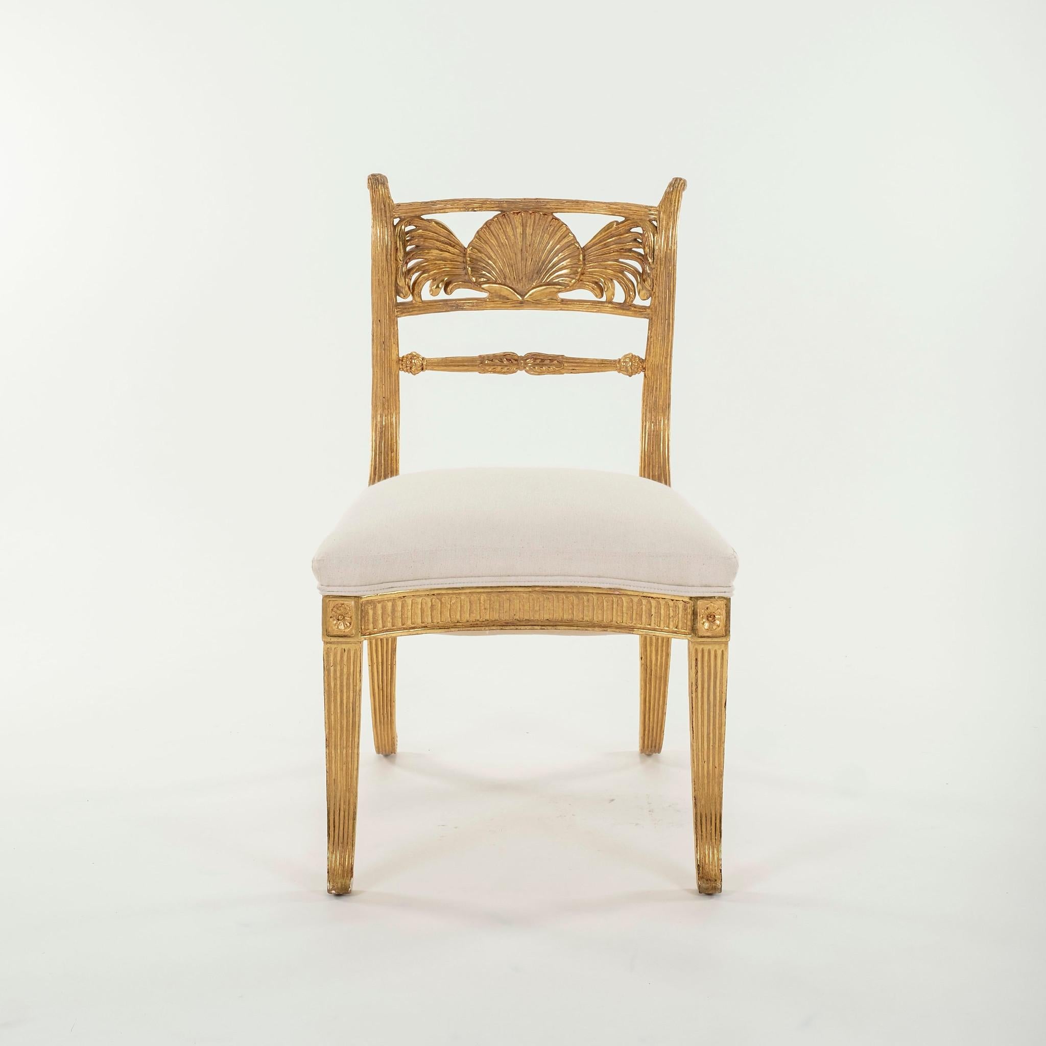 Wood Pair of Rose Tarlow Giltwood Regency Shell Back Chair
