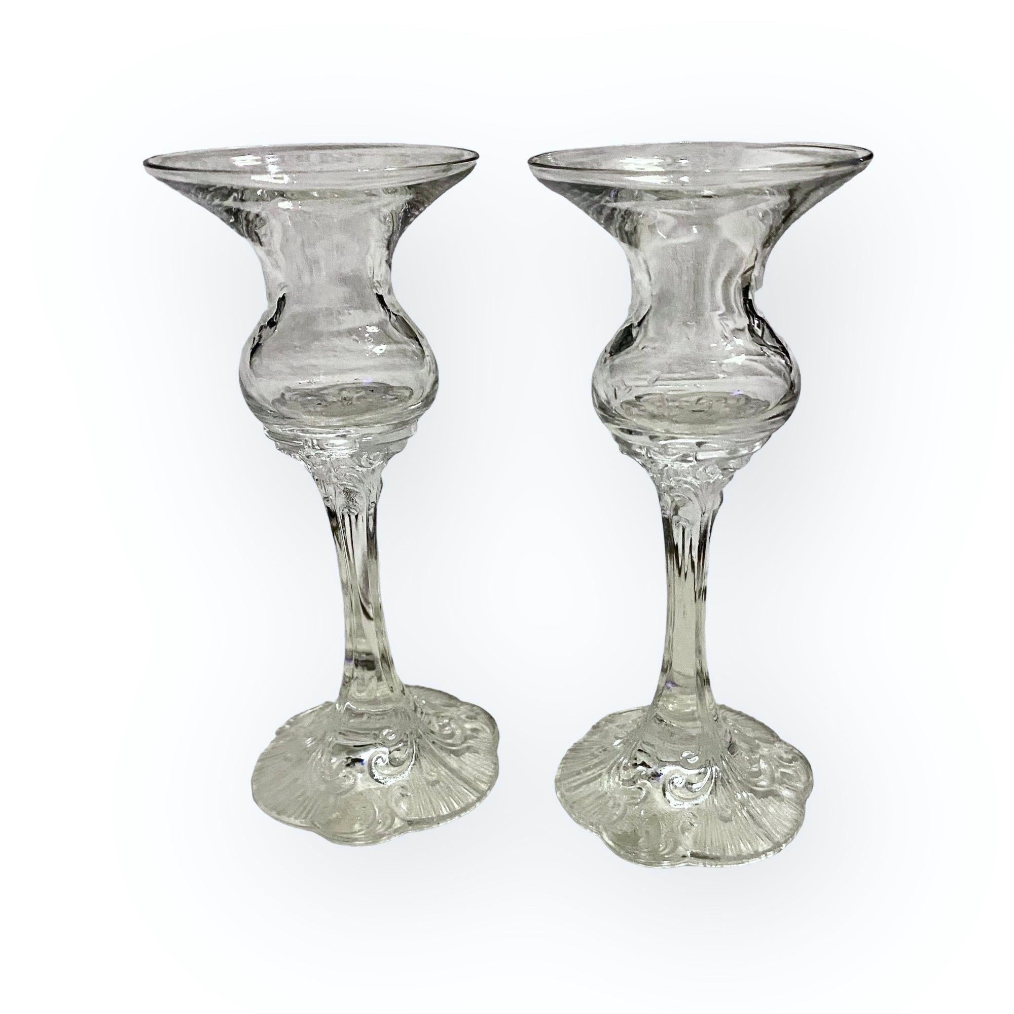 Mid-Century Modern Pair Rosenthal Group Germany Monbijou Classic.Rose Collection Crystal Candlestic For Sale
