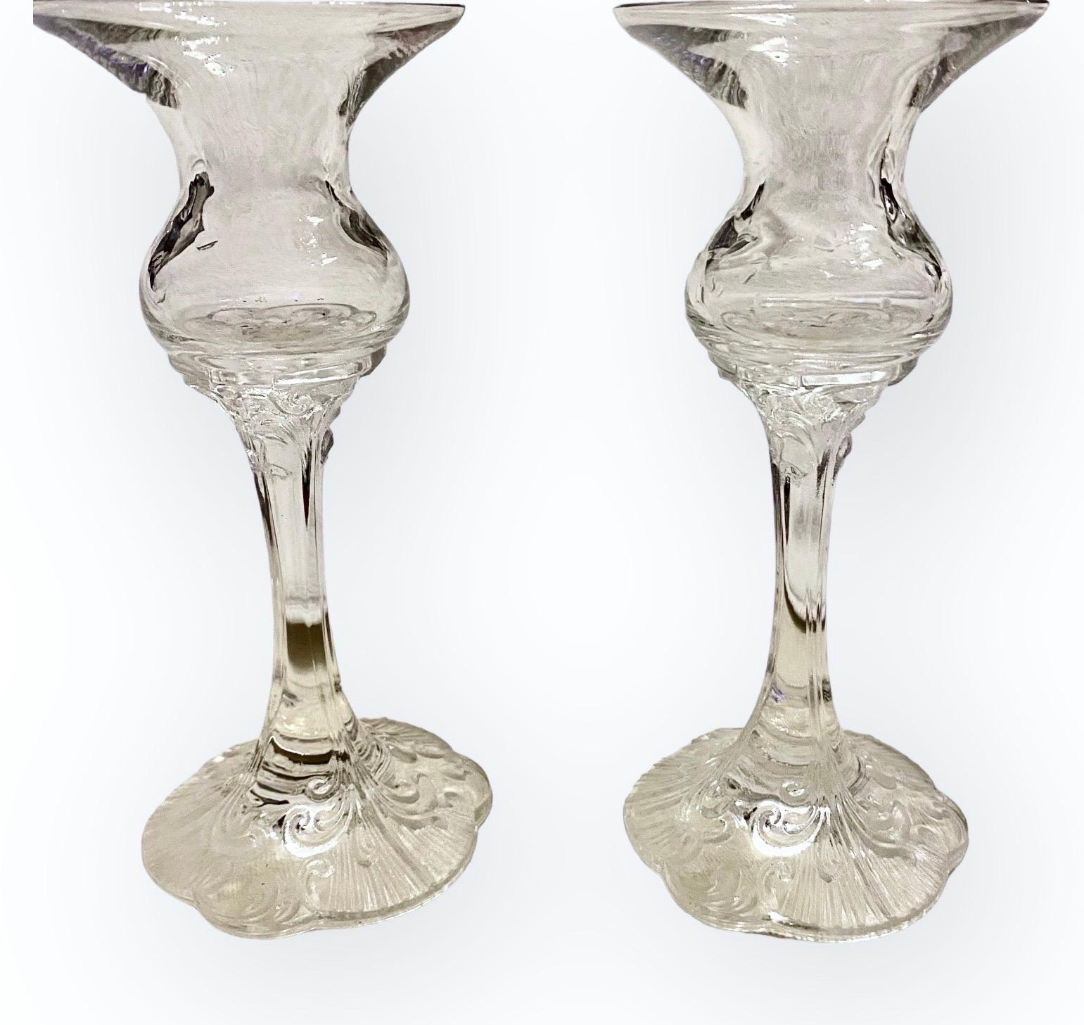 Verre Paire Rosenthal Group Germany Monbijou Classic.Rose Collection Crystal Candlestic en vente