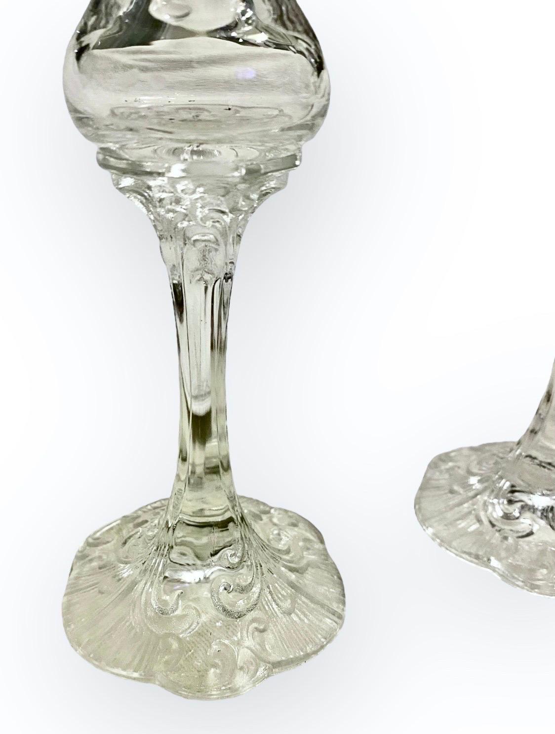 Late 20th Century Pair Rosenthal Group Germany Monbijou Classic.Rose Collection Crystal Candlestic For Sale