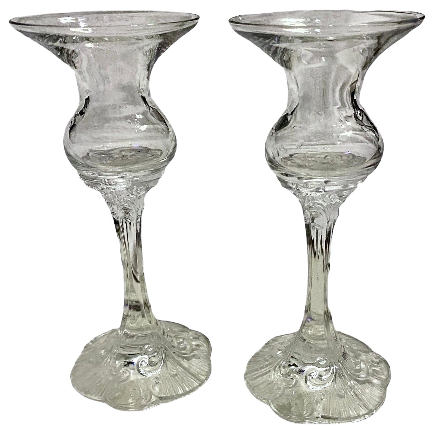 Pair Rosenthal Group Germany Monbijou Classic.Rose Collection Crystal Candlestic For Sale