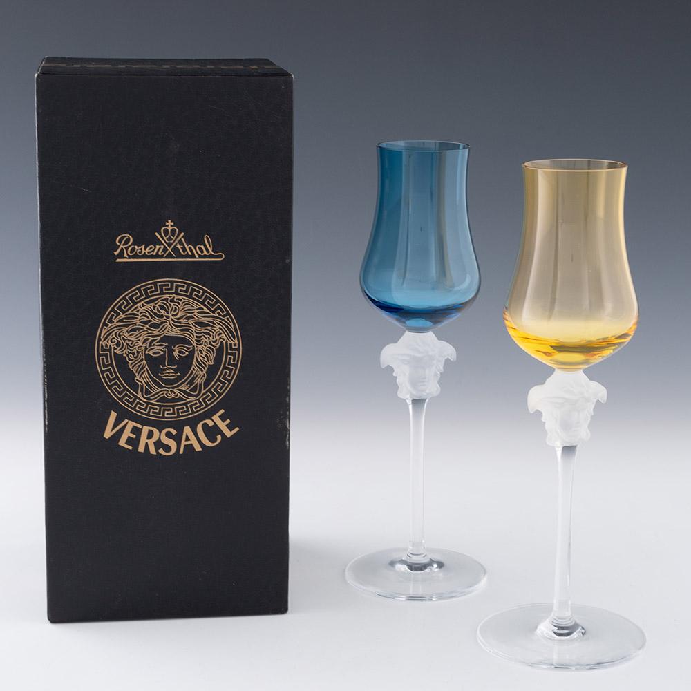 Paar Rosenthal Versace Grappa Gläser Medusa Lumiere im Zustand „Gut“ im Angebot in Tunbridge Wells, GB