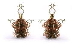 Roses on the Vine Table Lamps, Studio Job, Red & Green Crystal, Very Rare, Pair