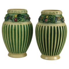 Pair Roseville Corinthian Pottery Vases C1930