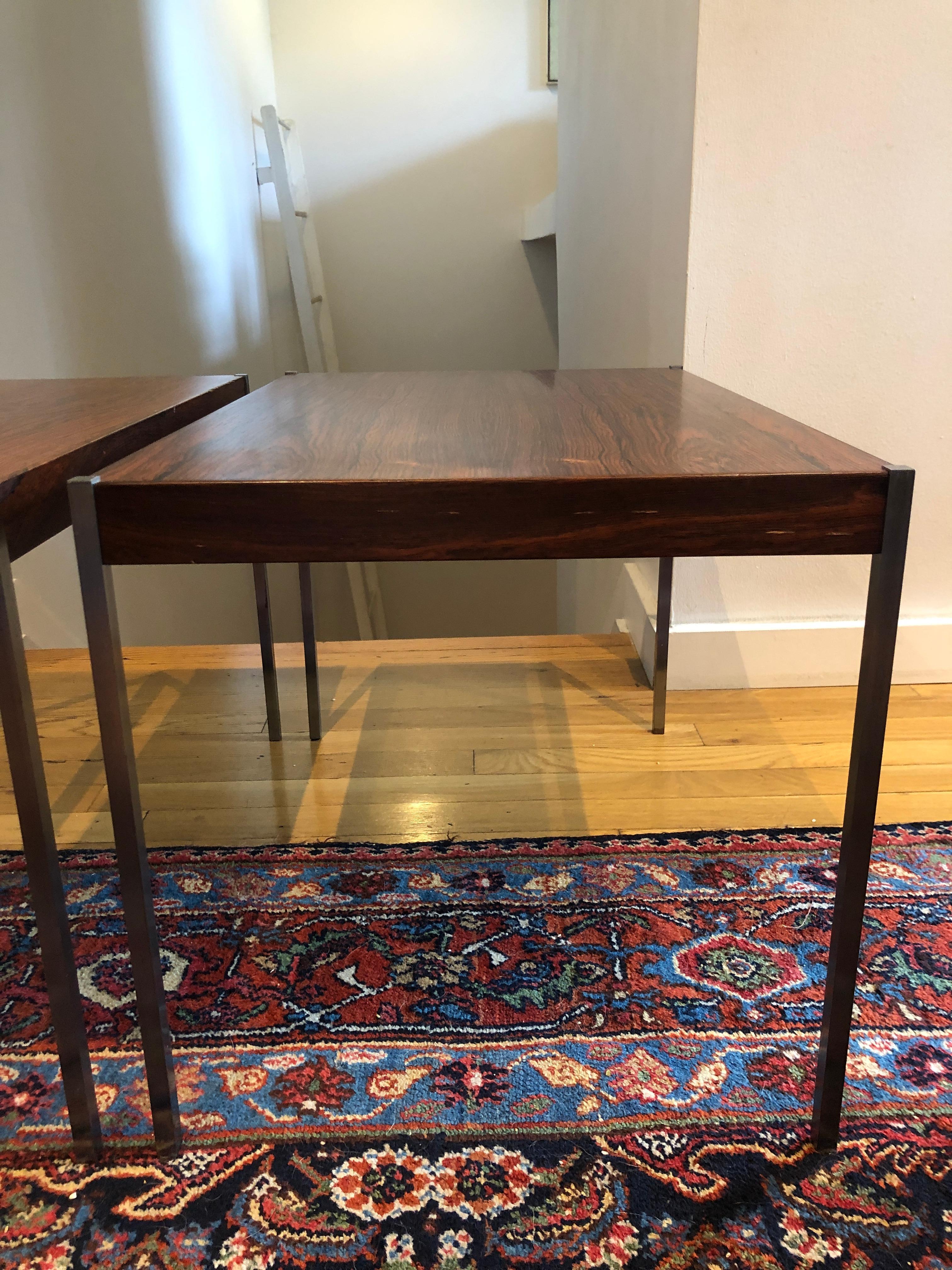 Pair of Rosewood and Aluminum Sidetables by Luxus 1