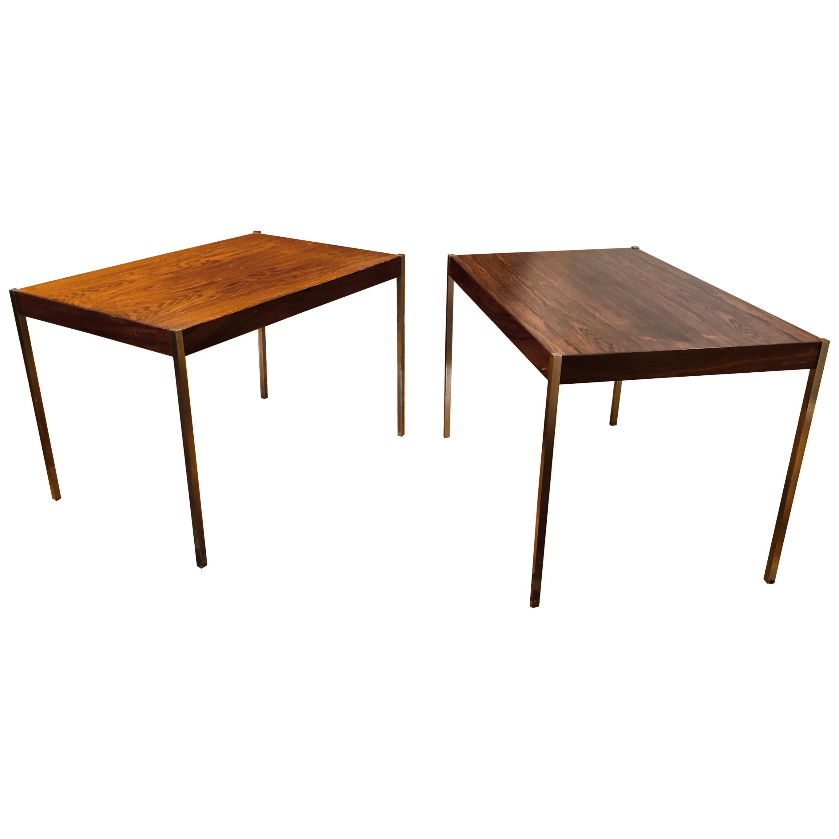 Pair of Rosewood and Aluminum Sidetables by Luxus