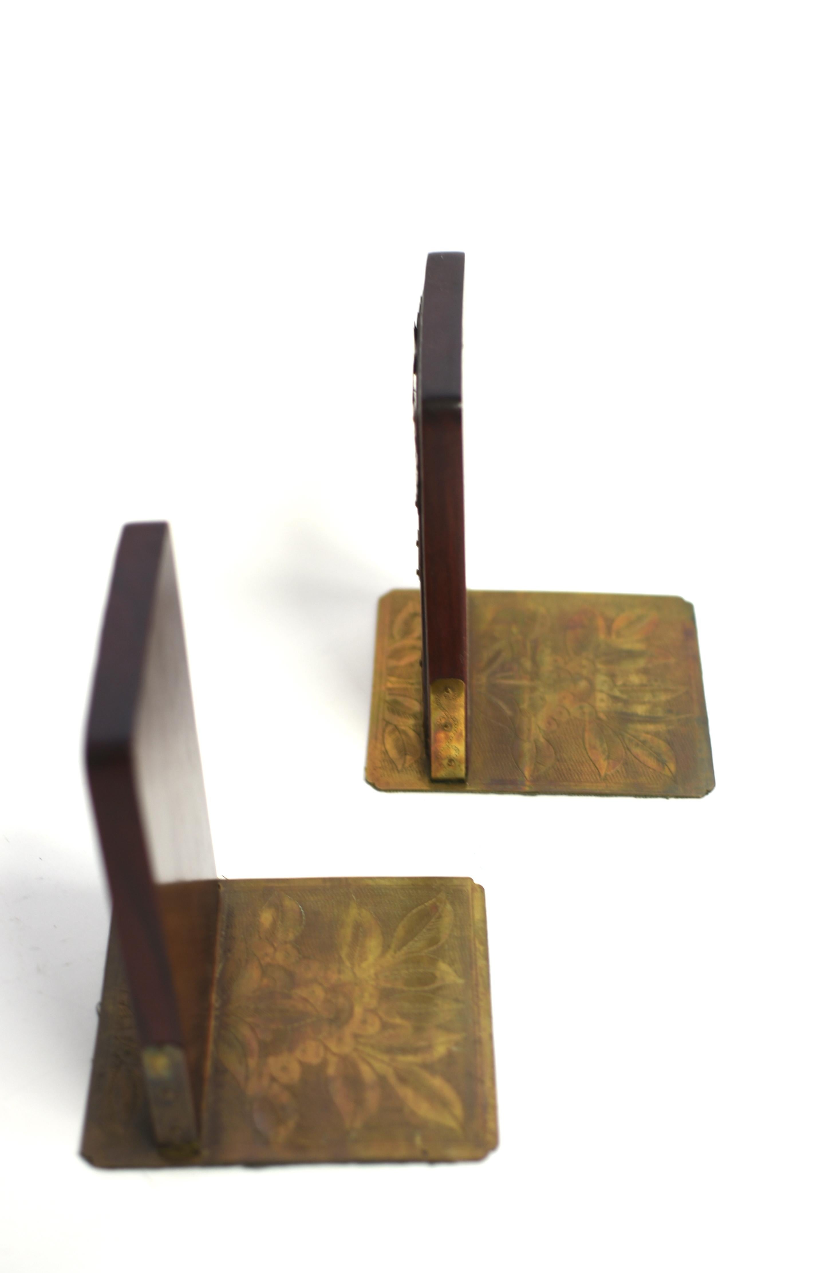 Pair Rosewood Chinese Bookends with Jade 2