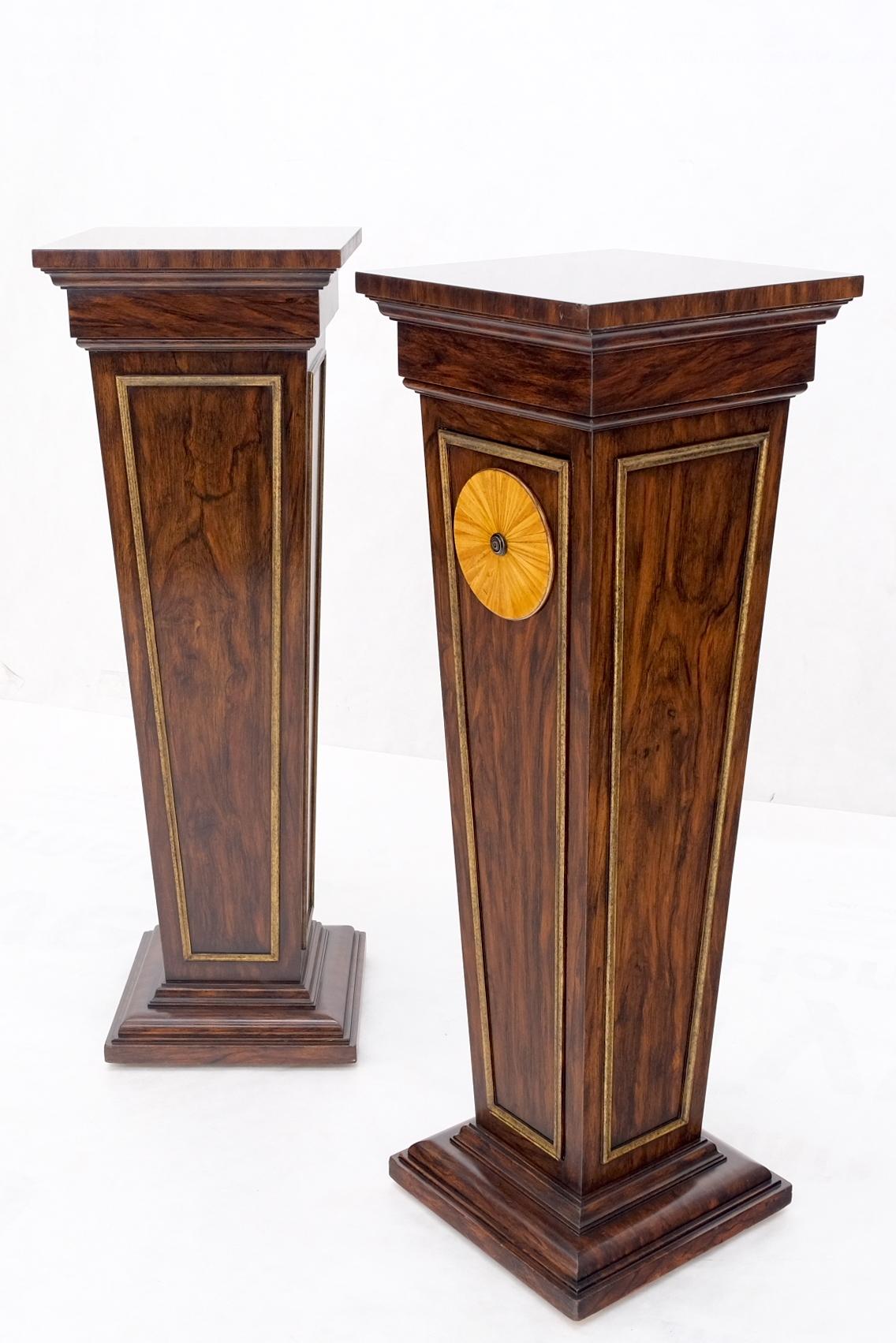 Pair Rosewood Square Tapered Pedestals Hidden Secret Storage Compartment For Sale 3