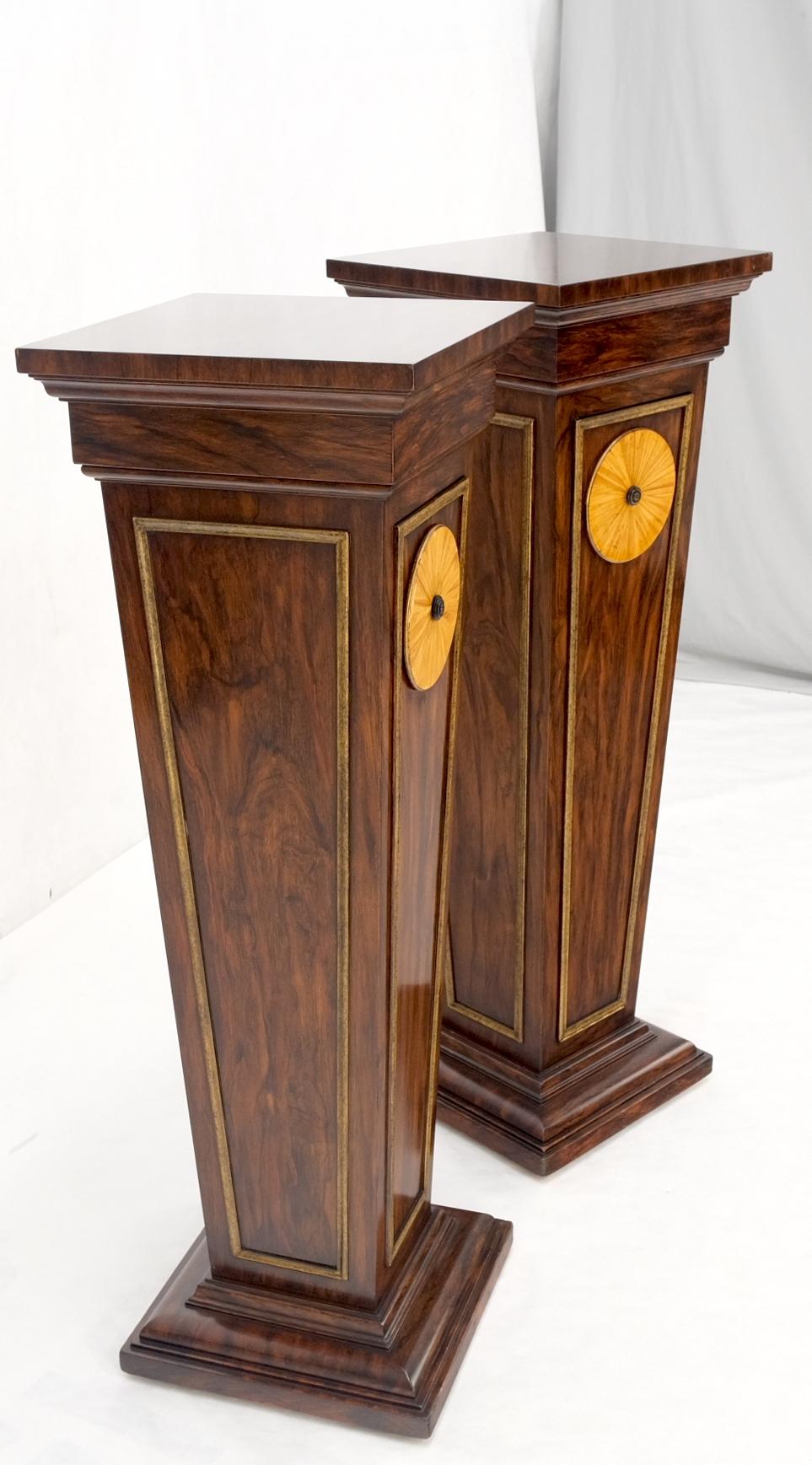 Pair Rosewood Square Tapered Pedestals Hidden Secret Storage Compartment For Sale 5