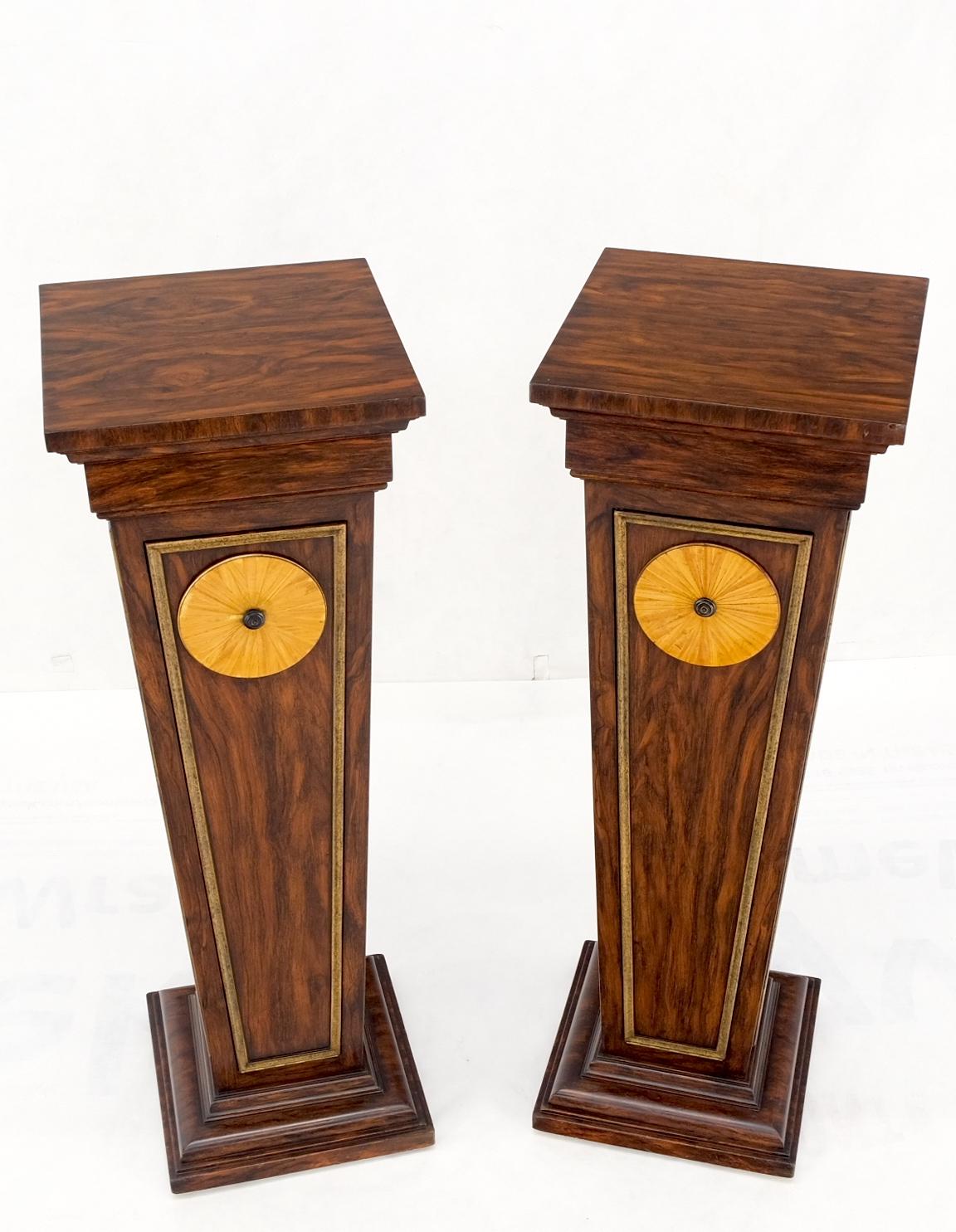Pair Rosewood Square Tapered Pedestals Hidden Secret Storage Compartment For Sale 6