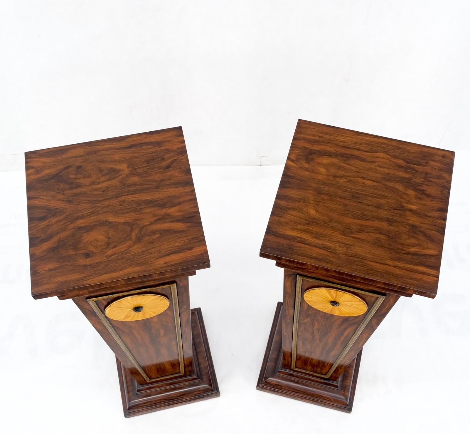 Pair Rosewood Square Tapered Pedestals Hidden Secret Storage Compartment For Sale 7
