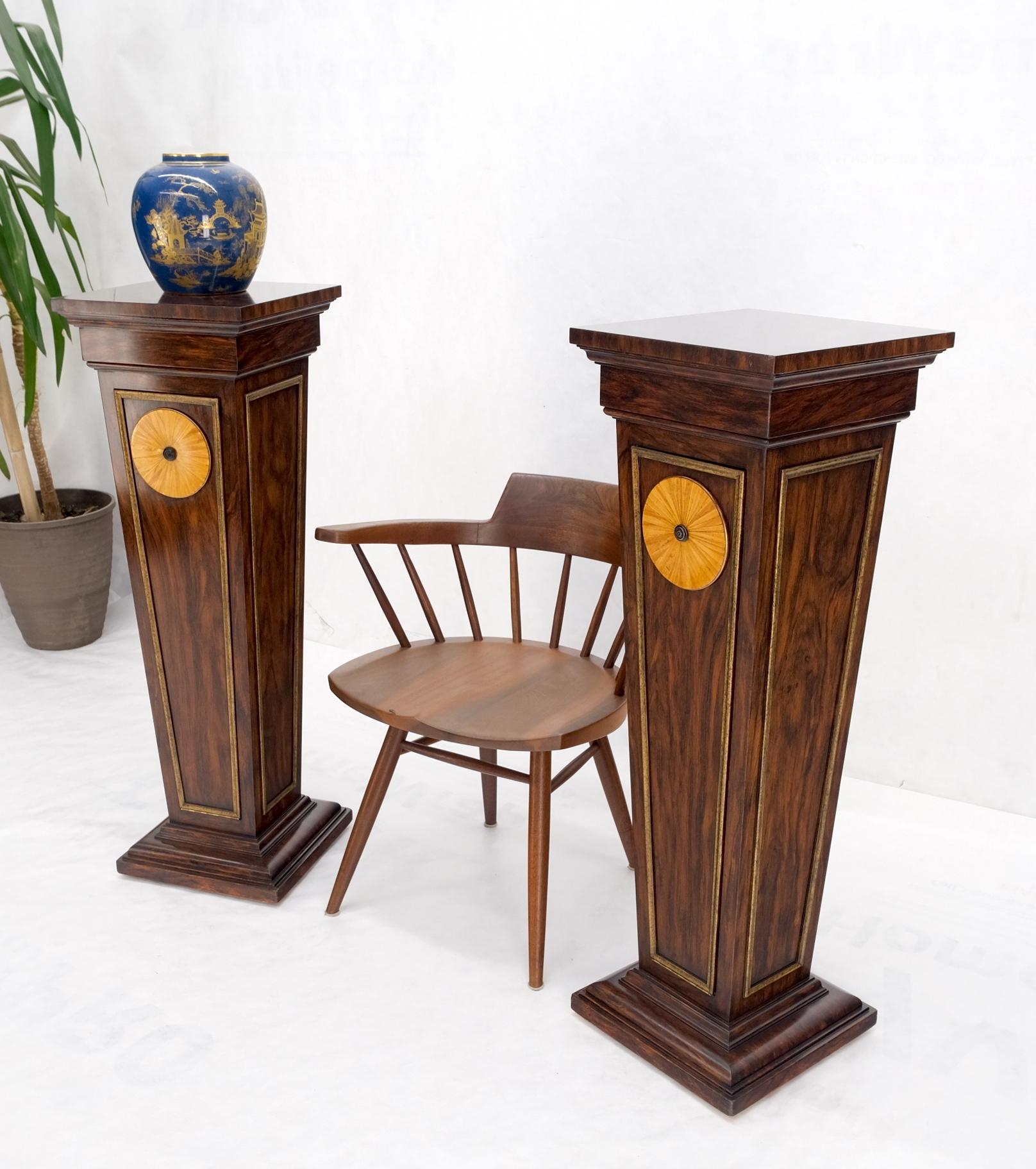 Pair Rosewood Square Tapered Pedestals Hidden Secret Storage Compartment For Sale 8