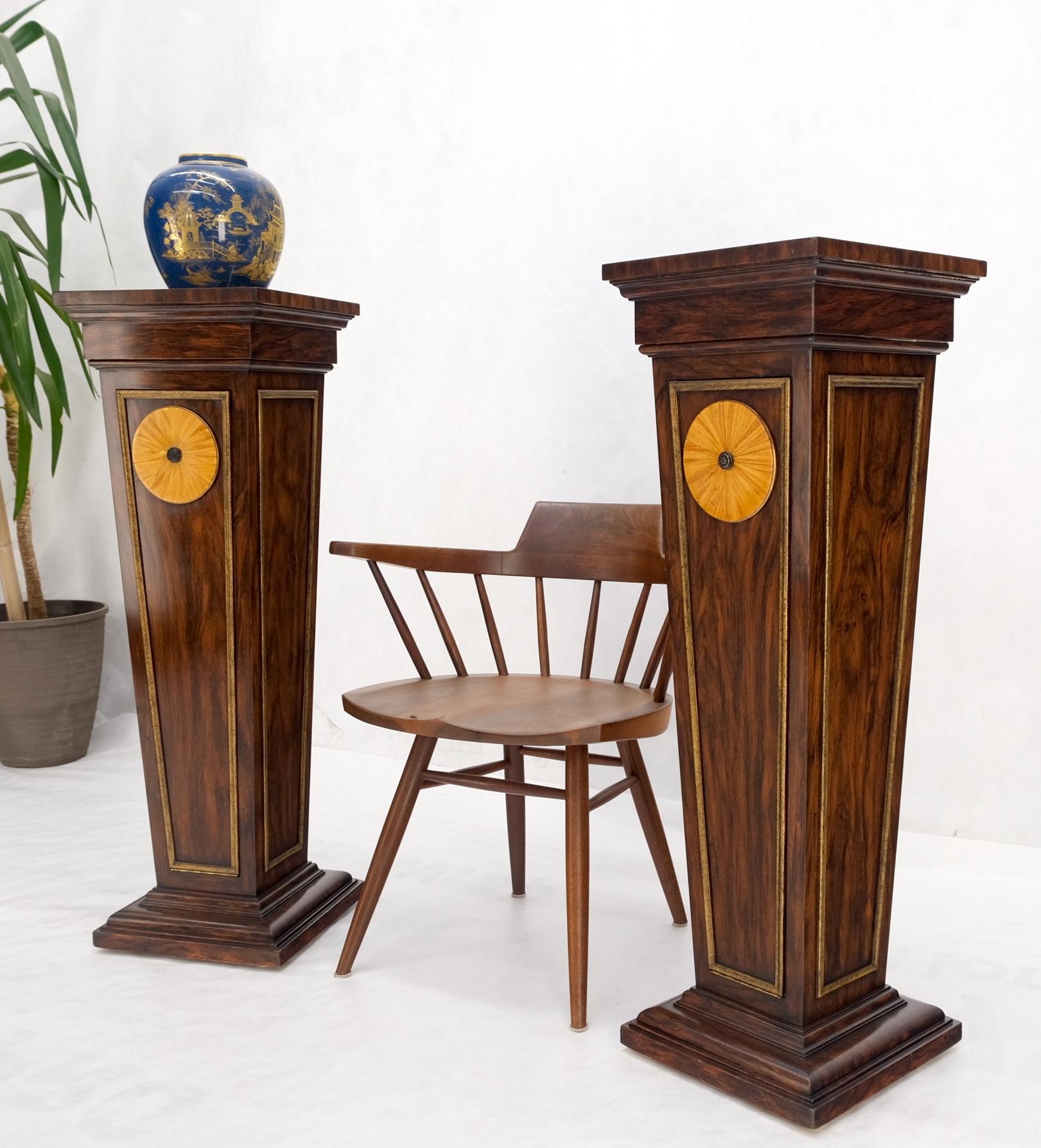 Pair Rosewood Square Tapered Pedestals Hidden Secret Storage Compartment For Sale 9