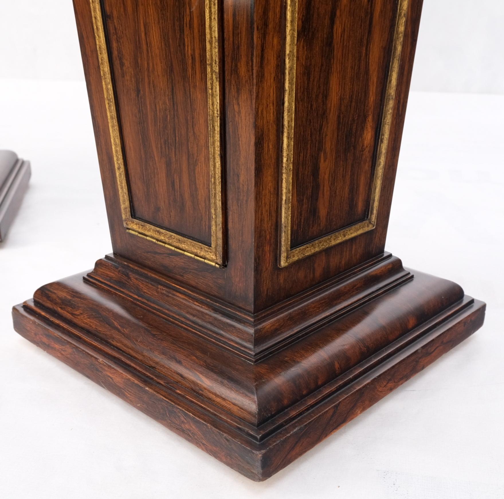 Mid-Century Modern Pair Rosewood Square Tapered Pedestals Hidden Secret Storage Compartment For Sale