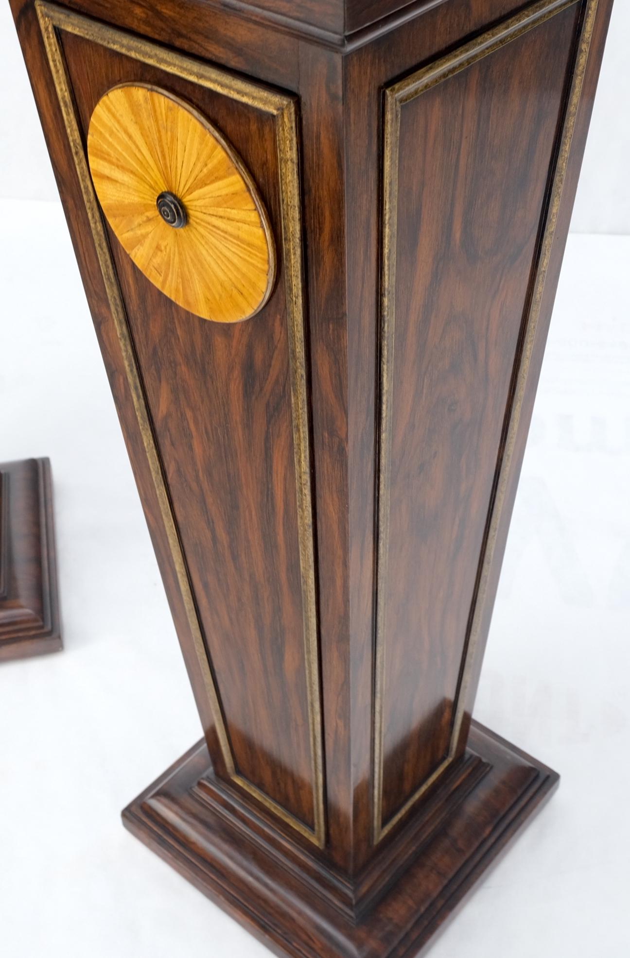 American Pair Rosewood Square Tapered Pedestals Hidden Secret Storage Compartment For Sale