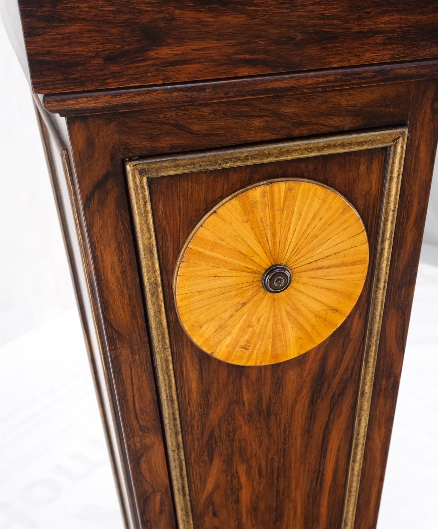 Lacquered Pair Rosewood Square Tapered Pedestals Hidden Secret Storage Compartment For Sale