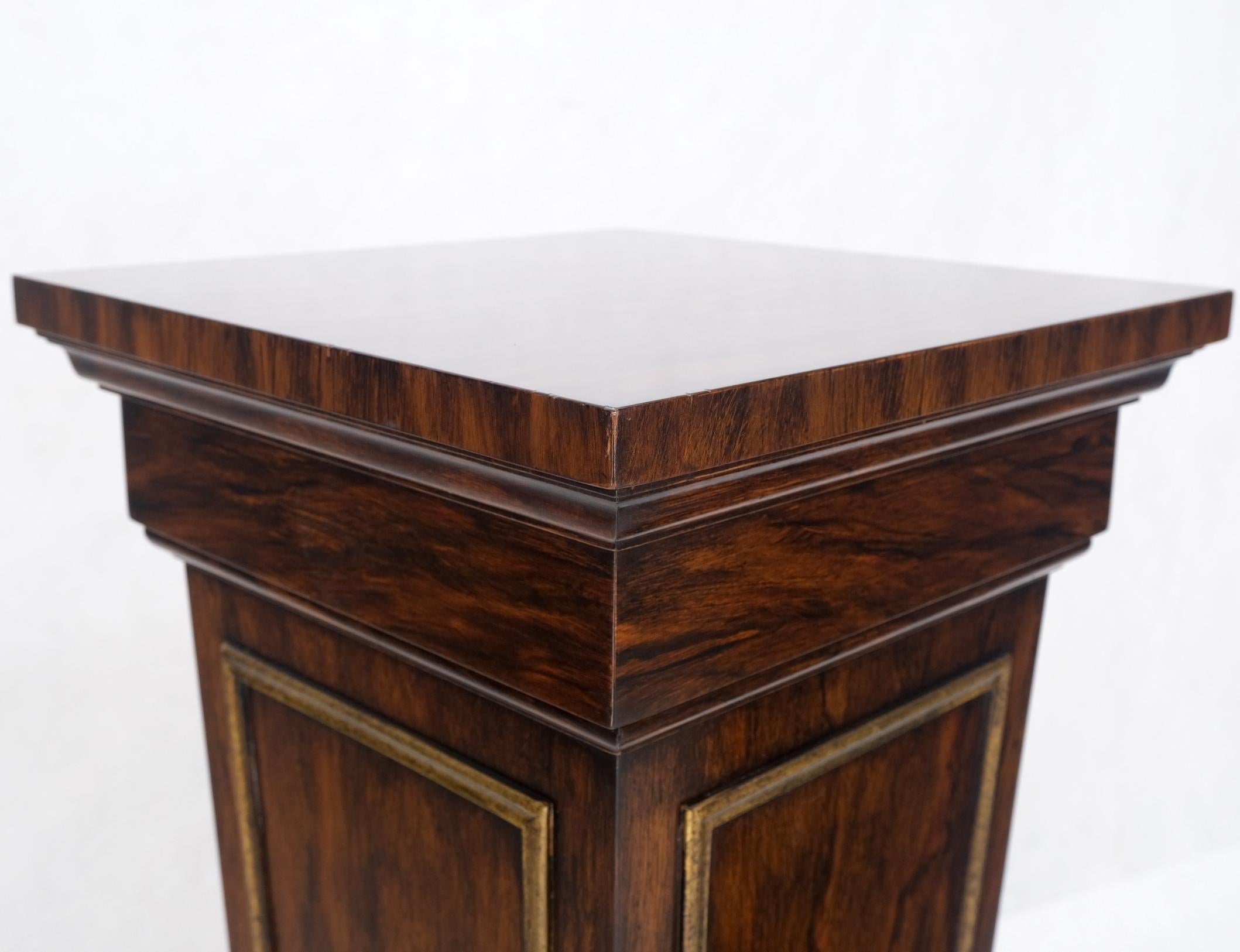 Pair Rosewood Square Tapered Pedestals Hidden Secret Storage Compartment In Excellent Condition For Sale In Rockaway, NJ