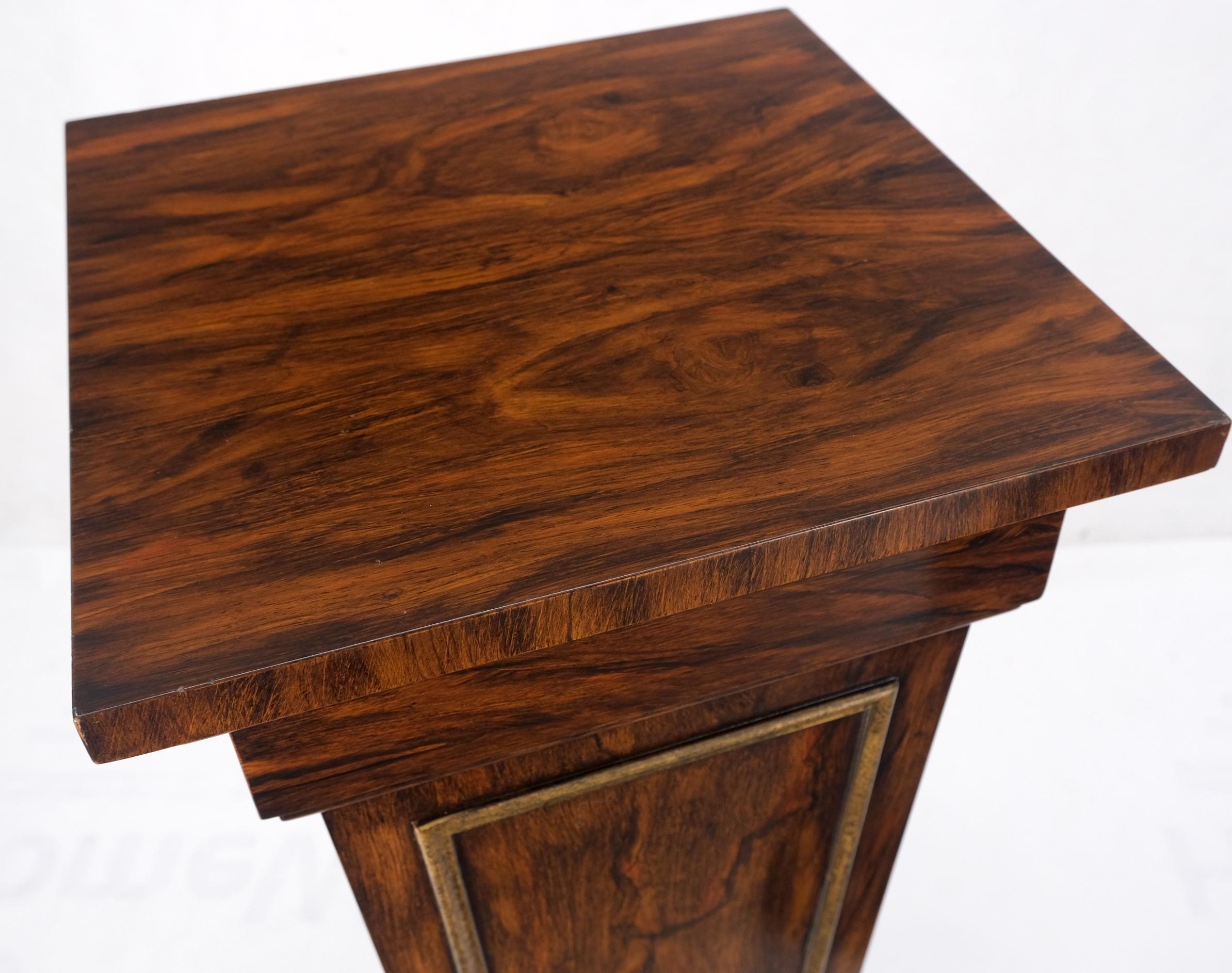 20th Century Pair Rosewood Square Tapered Pedestals Hidden Secret Storage Compartment For Sale