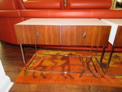 Pair of Rougier Rosewood Two-Drawer Chrome Base Nightstands Mid-Century Modern