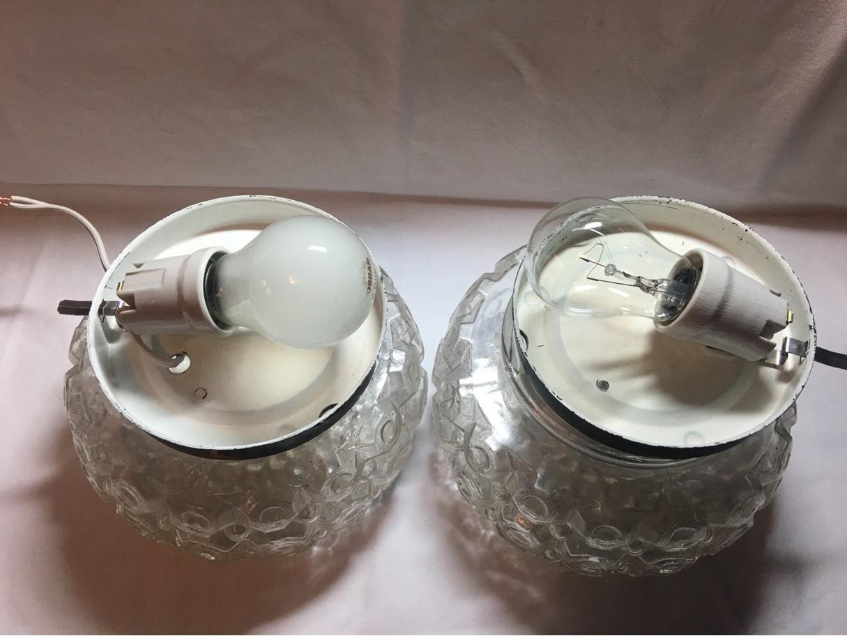 Pair of Round 1960s Pimples Glass Flush Mount or Sconces from Germany For Sale 5
