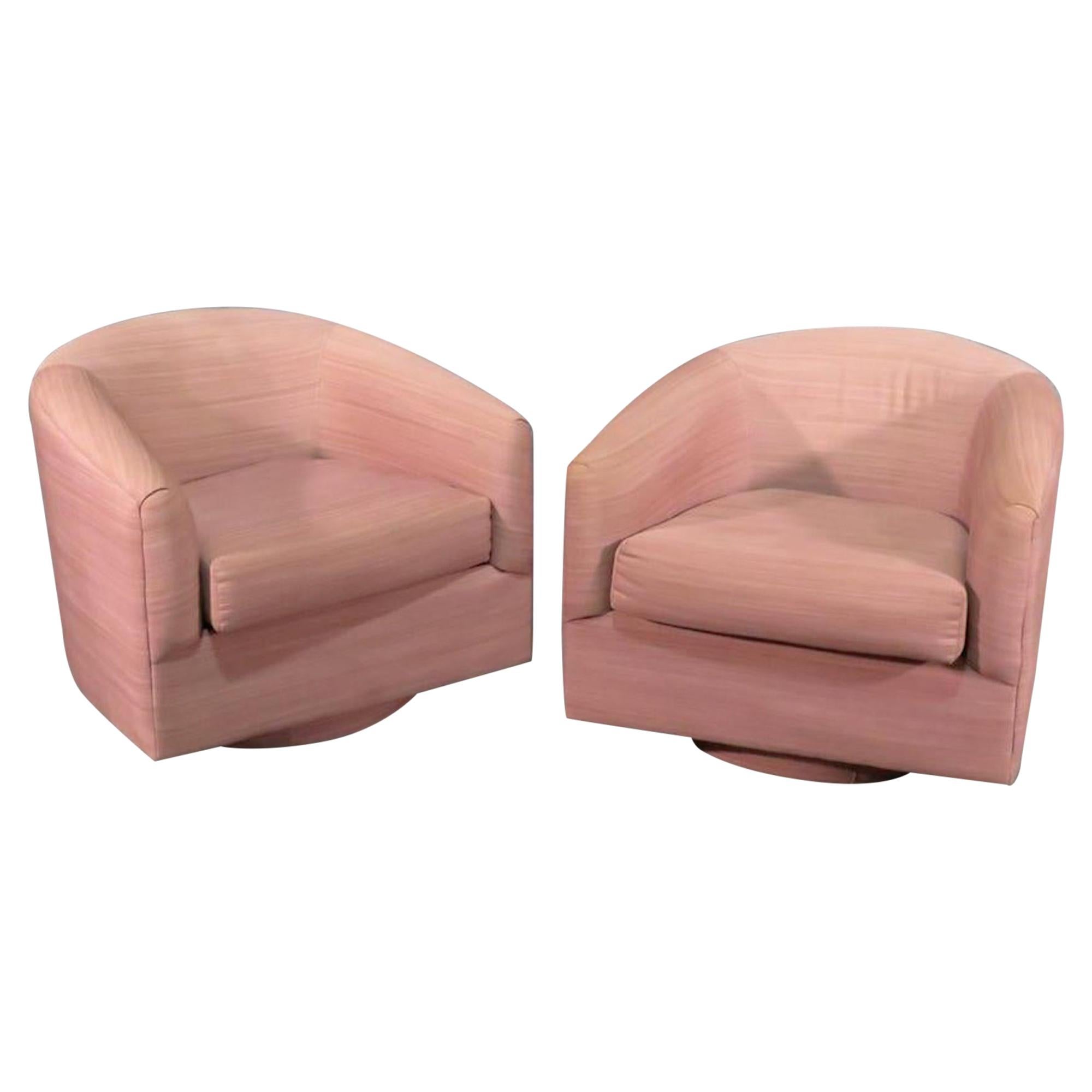 Pair of Round Back Swivel Chairs