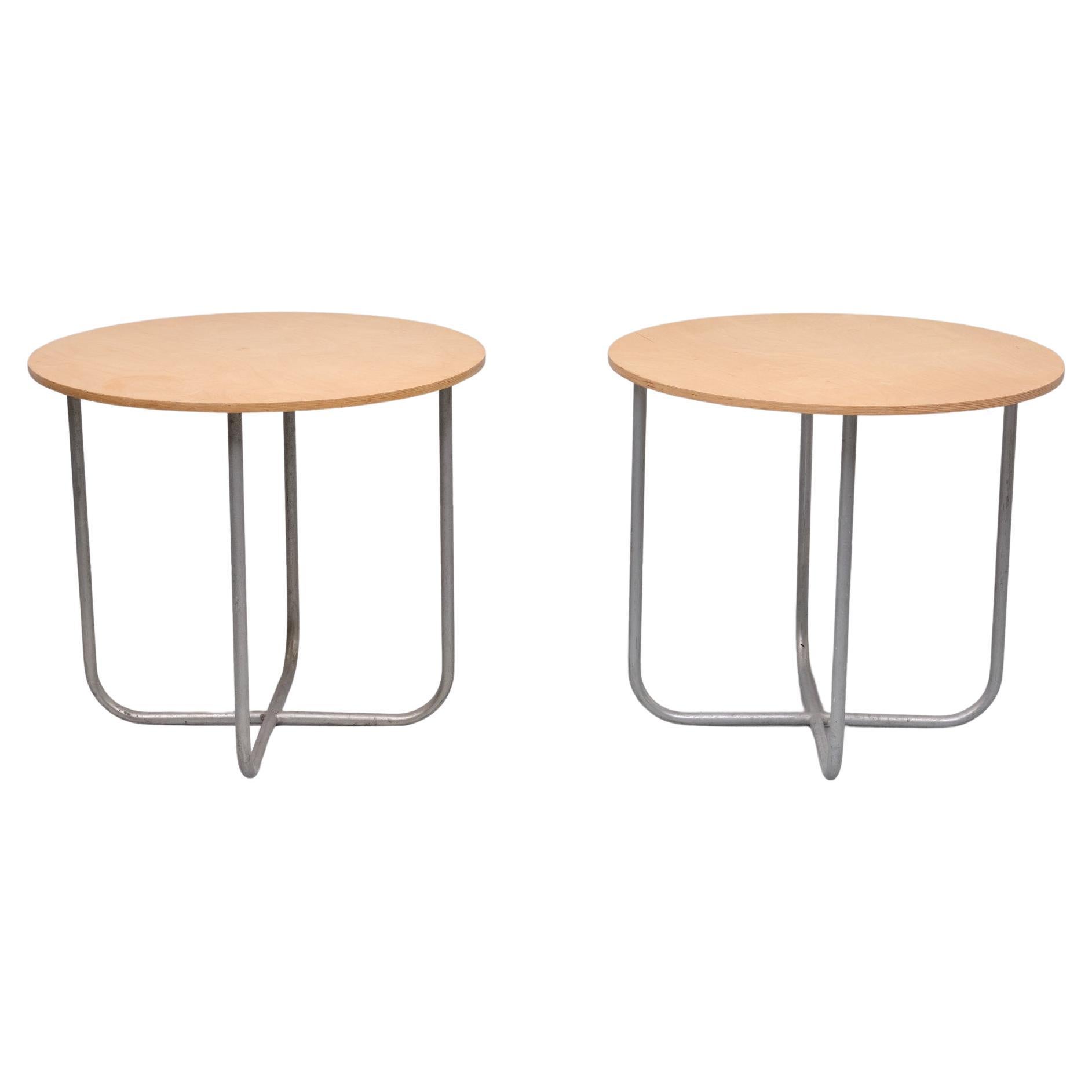 Pair round center or dining tables attributed to Gispen 1960s Holland  