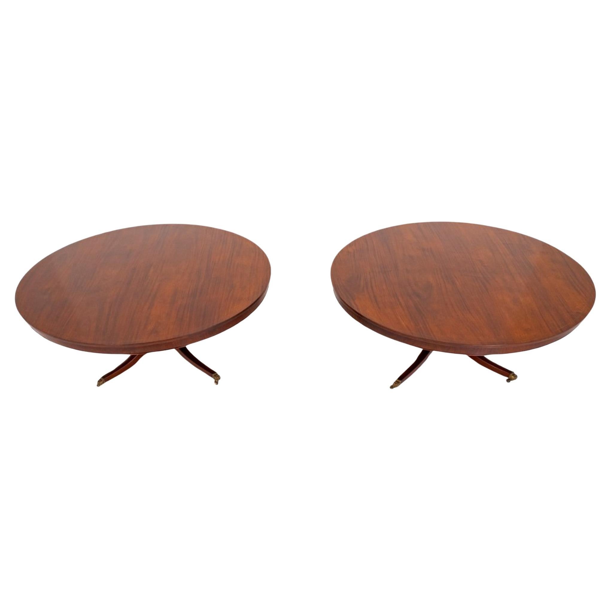 Pair Round Regency Dining Tables Mahogany